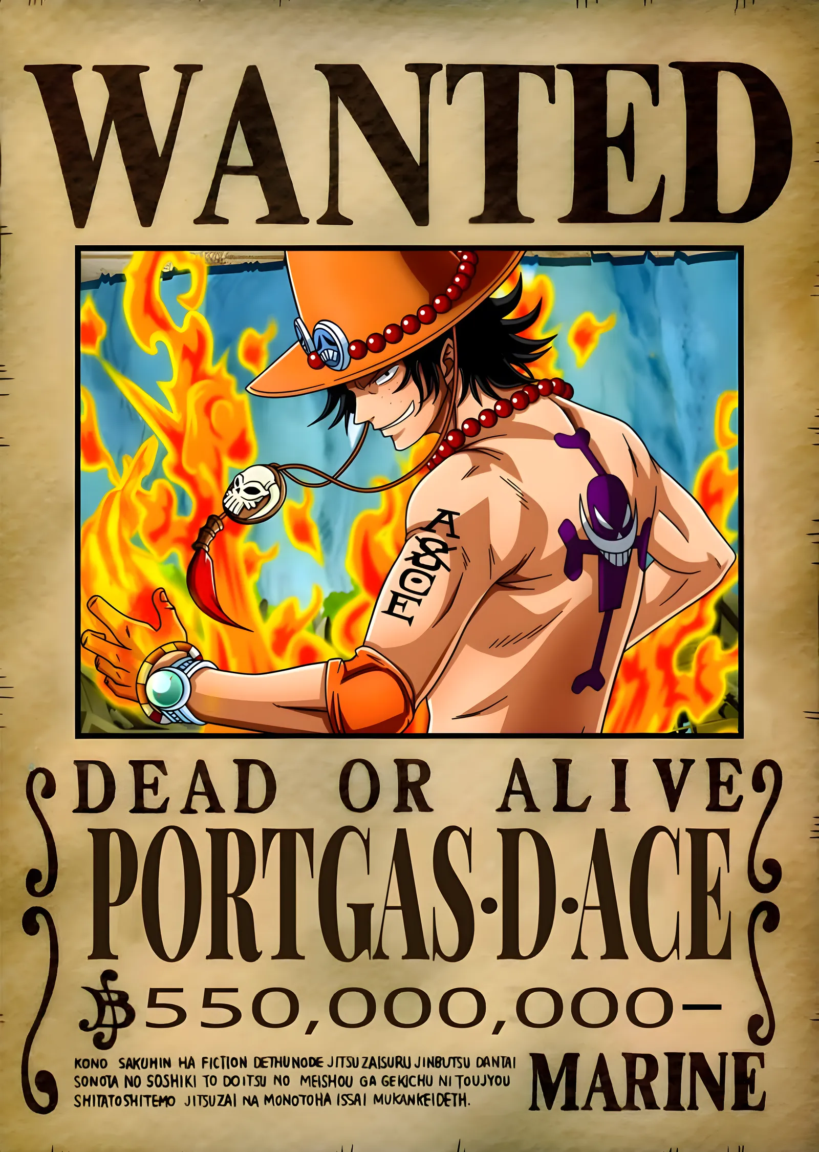 Portgas D. Ace: İkonik İnfaz İlanı metal tablo