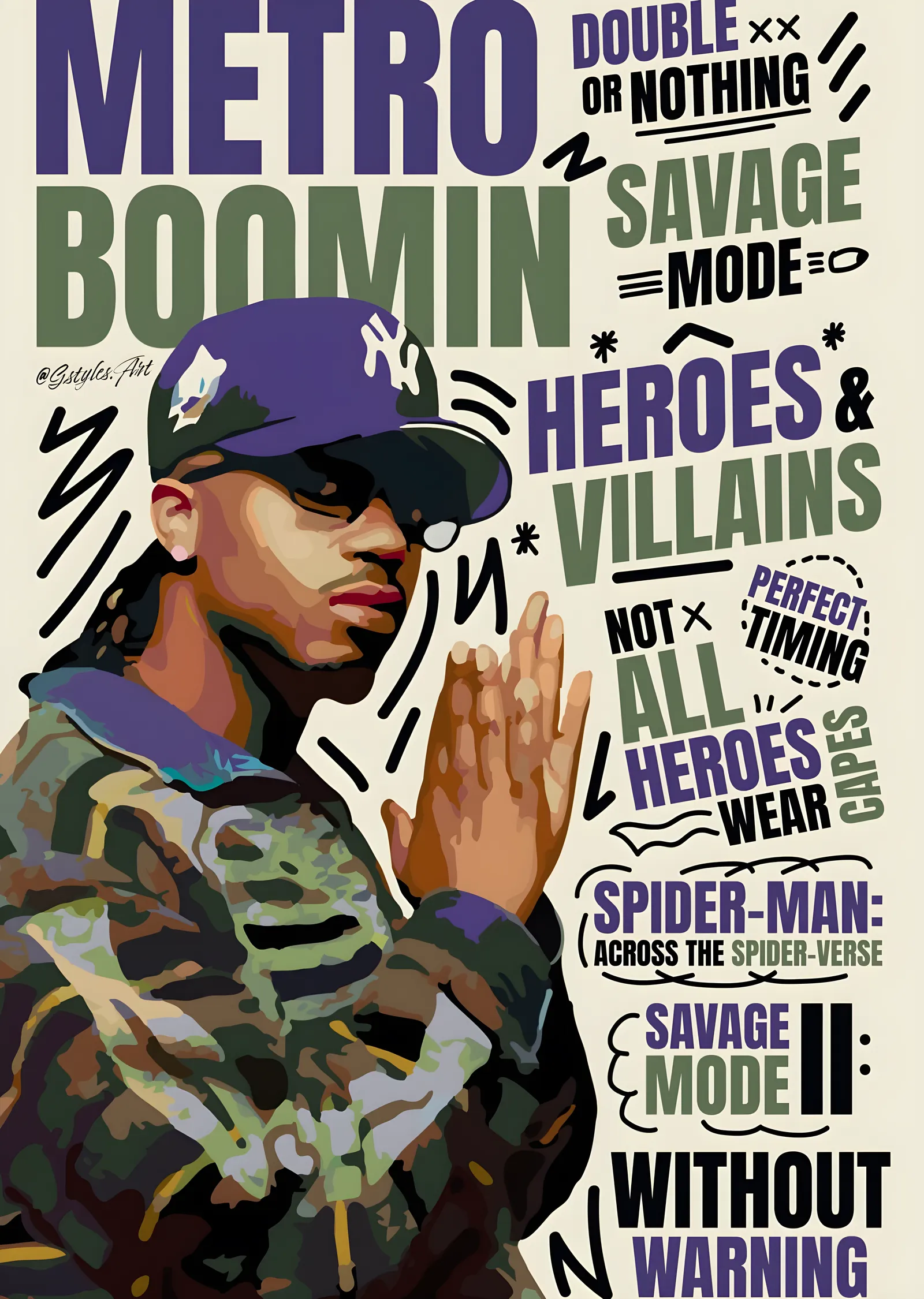 Metro Boomin: Tipografi Duvarı metal tablo