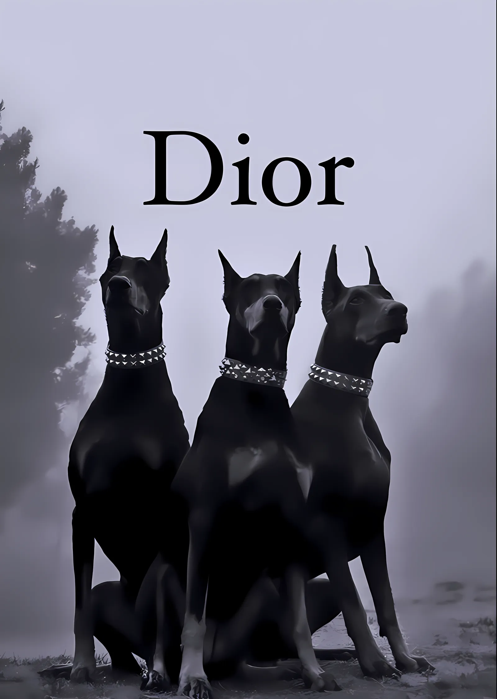 Dior: Siyah Köpeklerin Zarafeti metal tablo