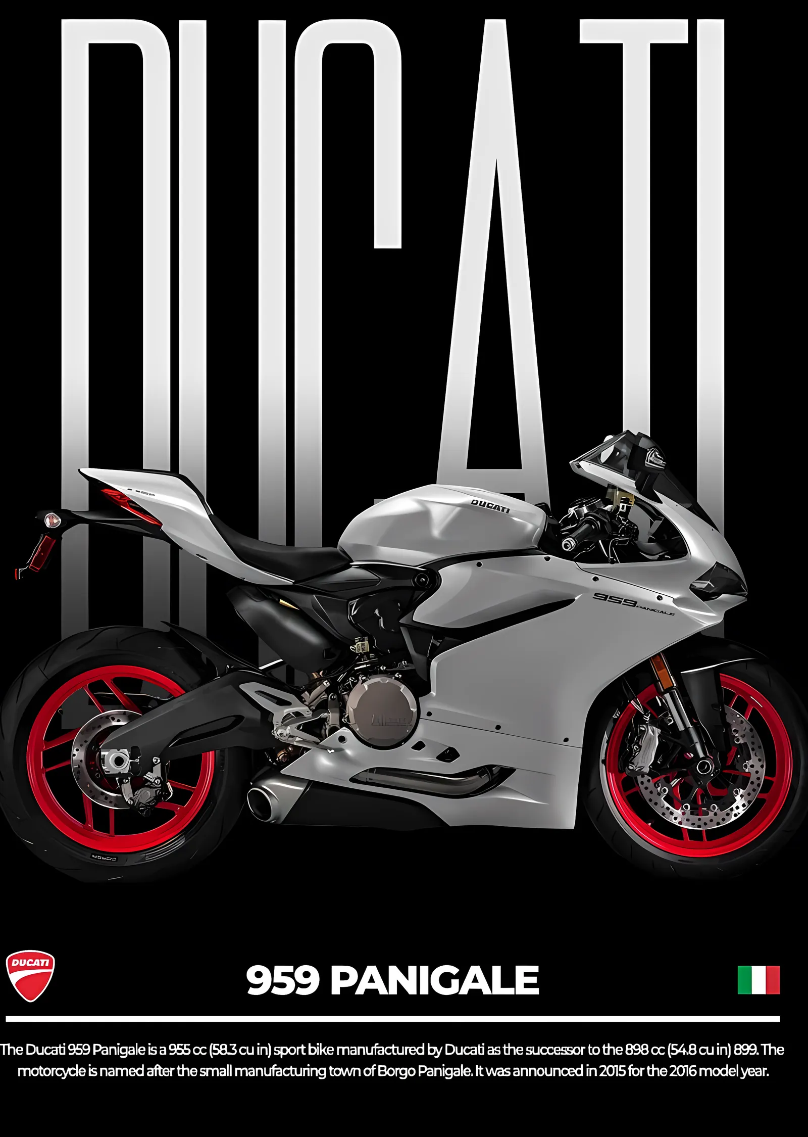 Ducati 959 Panigale - Siyah Zemin metal tablo