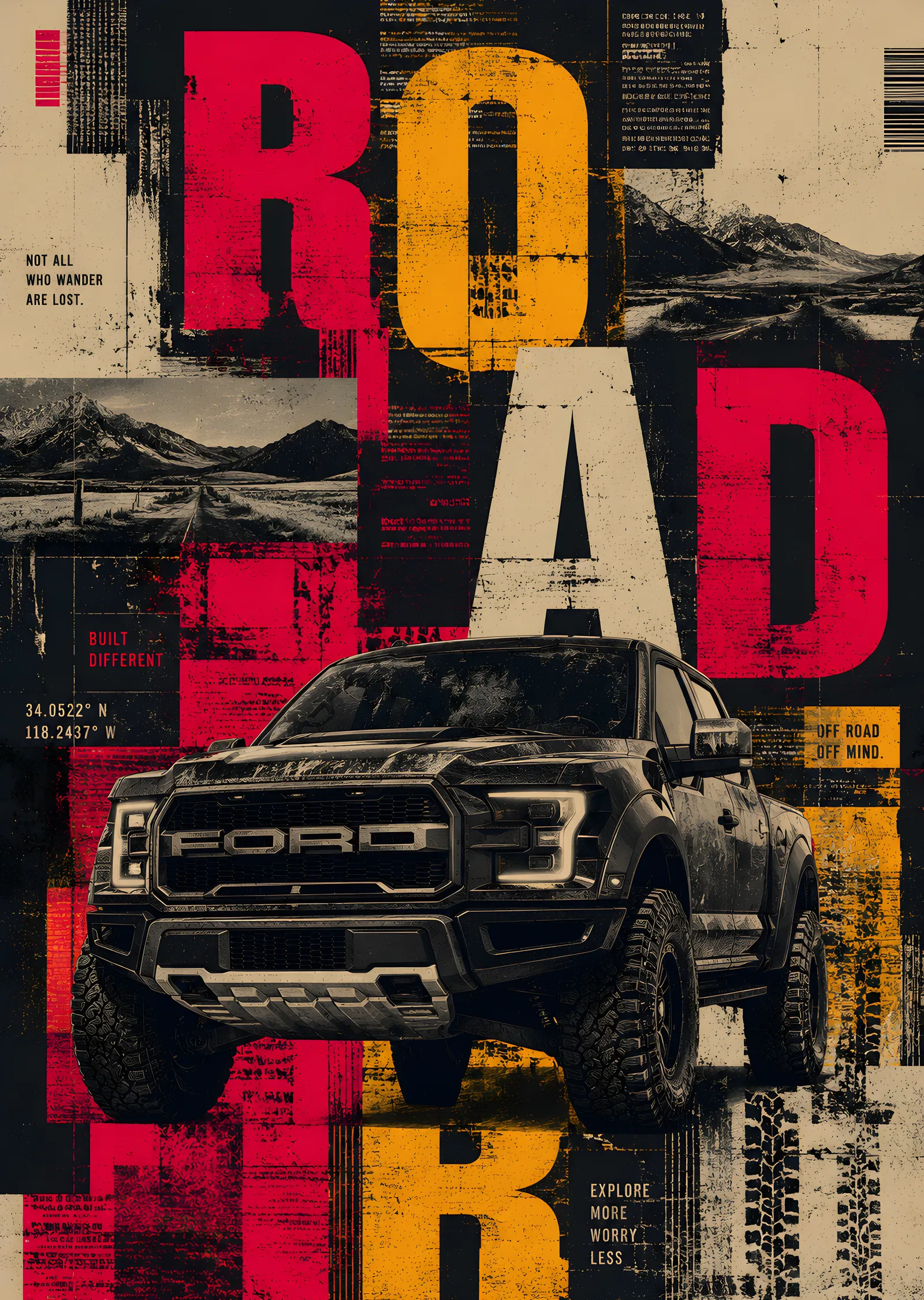 Road: Ford Raptor metal tablo