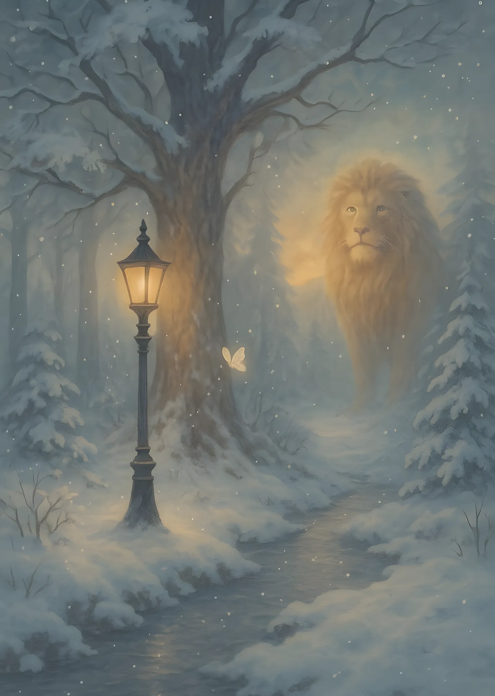Narnia Karlı Ormanda Aslan metal tablo