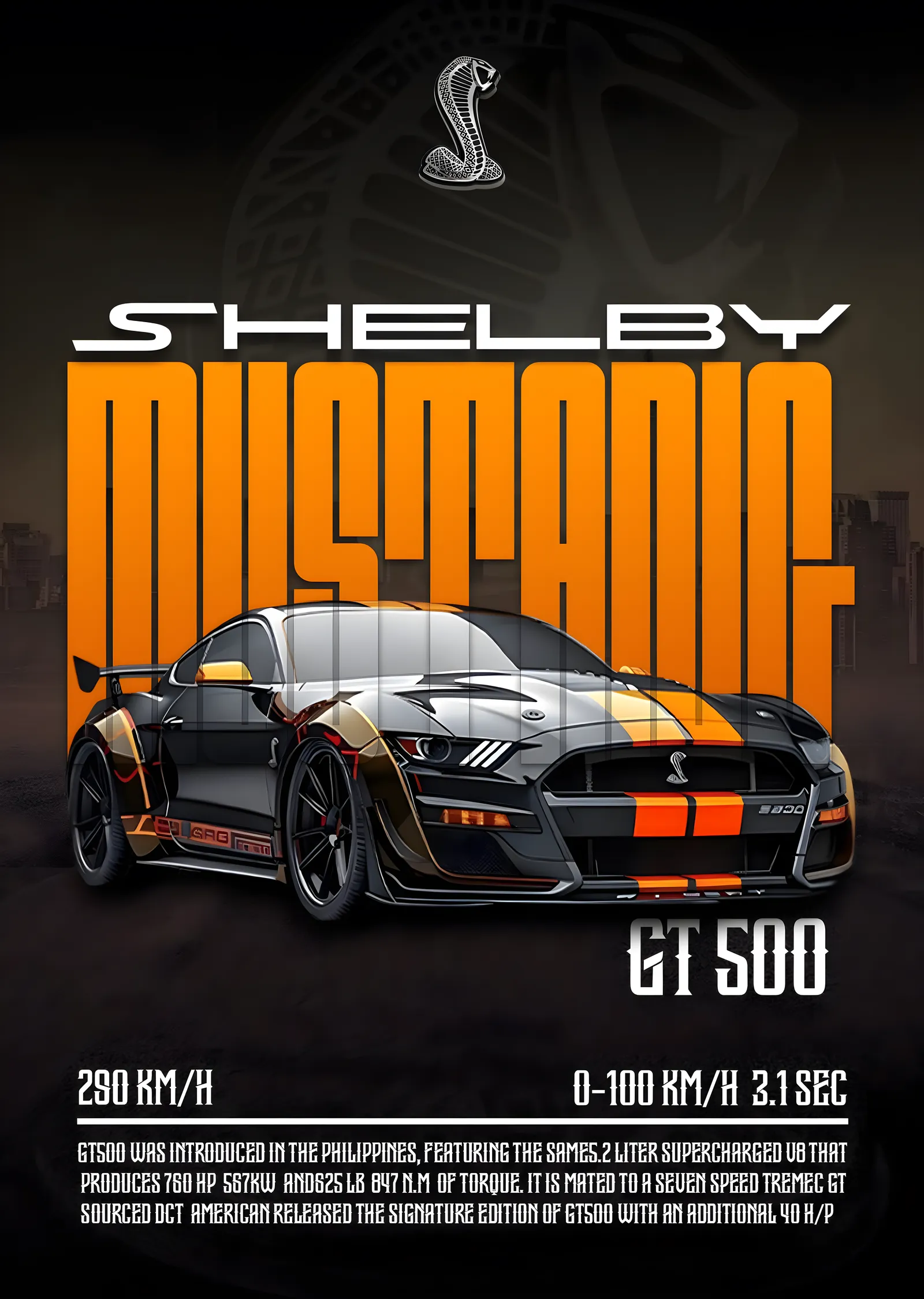 Shelby Mustang GT500 metal tablo