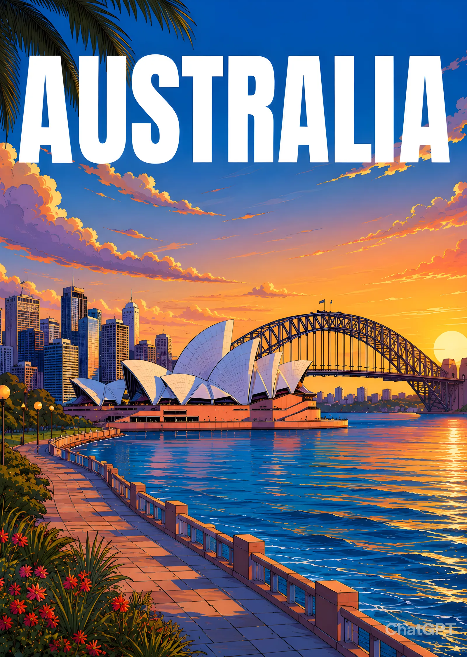 Sydney Opera House ve Harbour Bridge Manzarası metal tablo