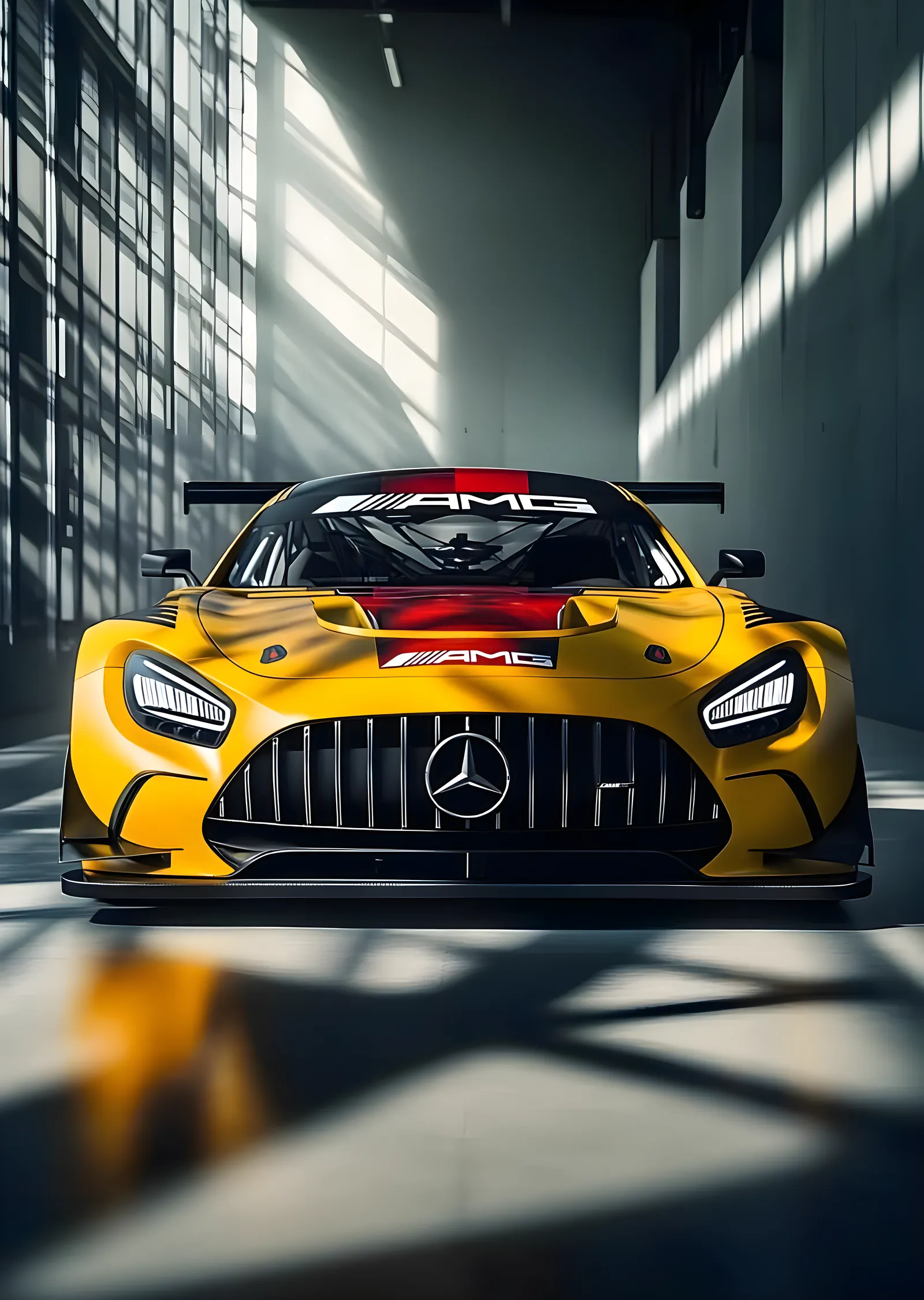 Sarışın Mercedes AMG Spor Araba metal tablo