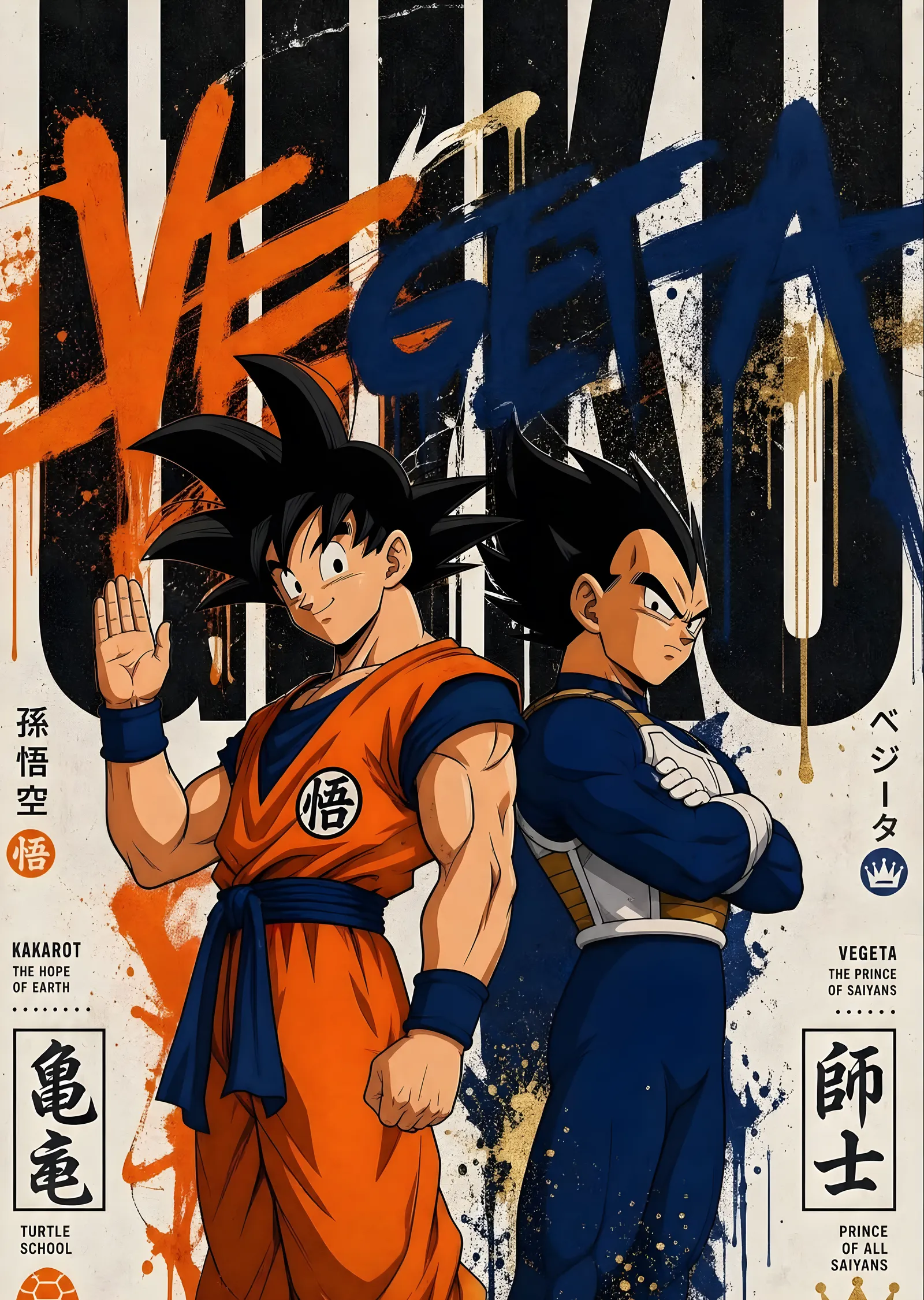 Goku ve Vegeta: Karşıt Güçler metal tablo
