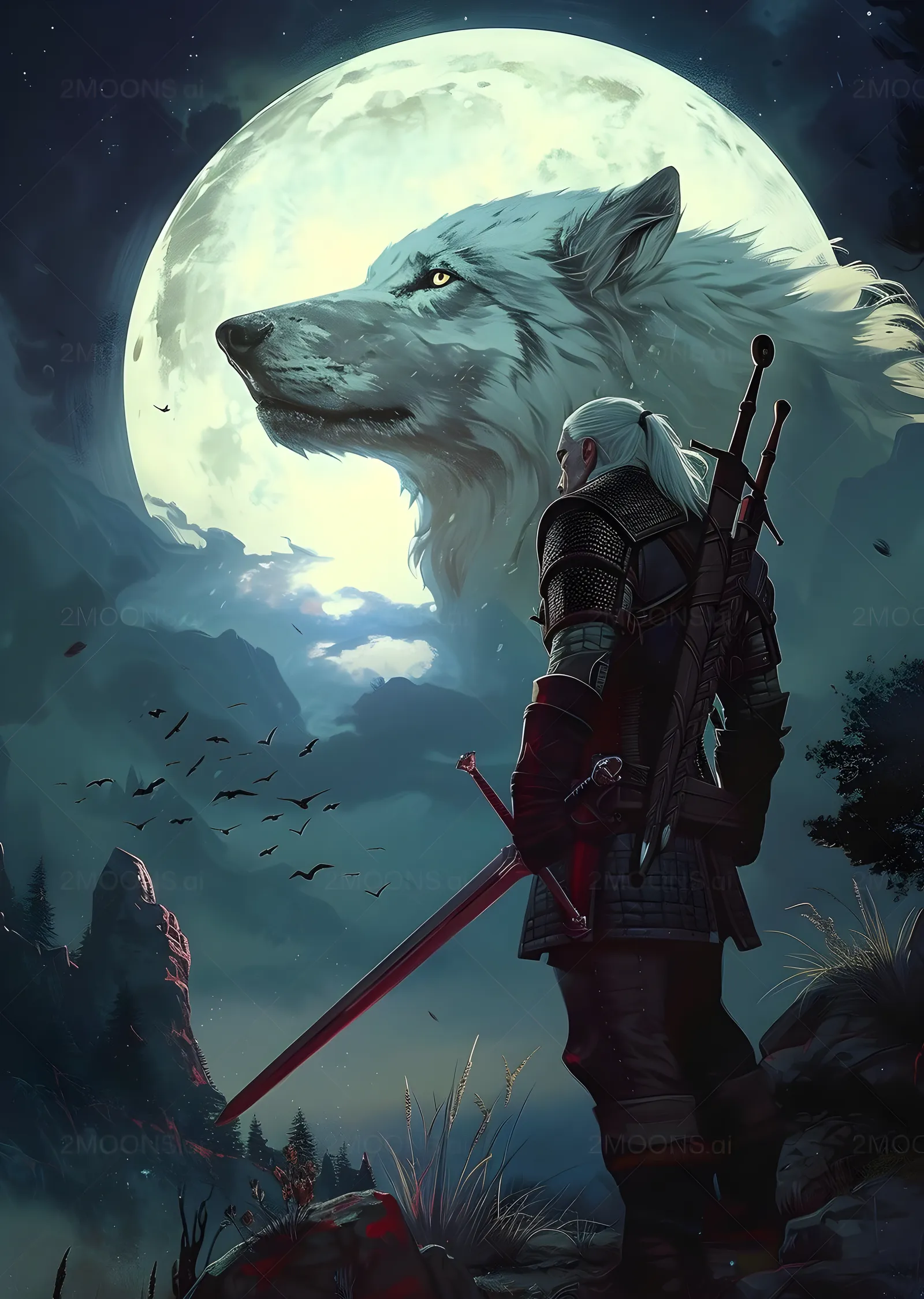 The Witcher 3: Wild Hunt - Geralt ve Kurt metal tablo
