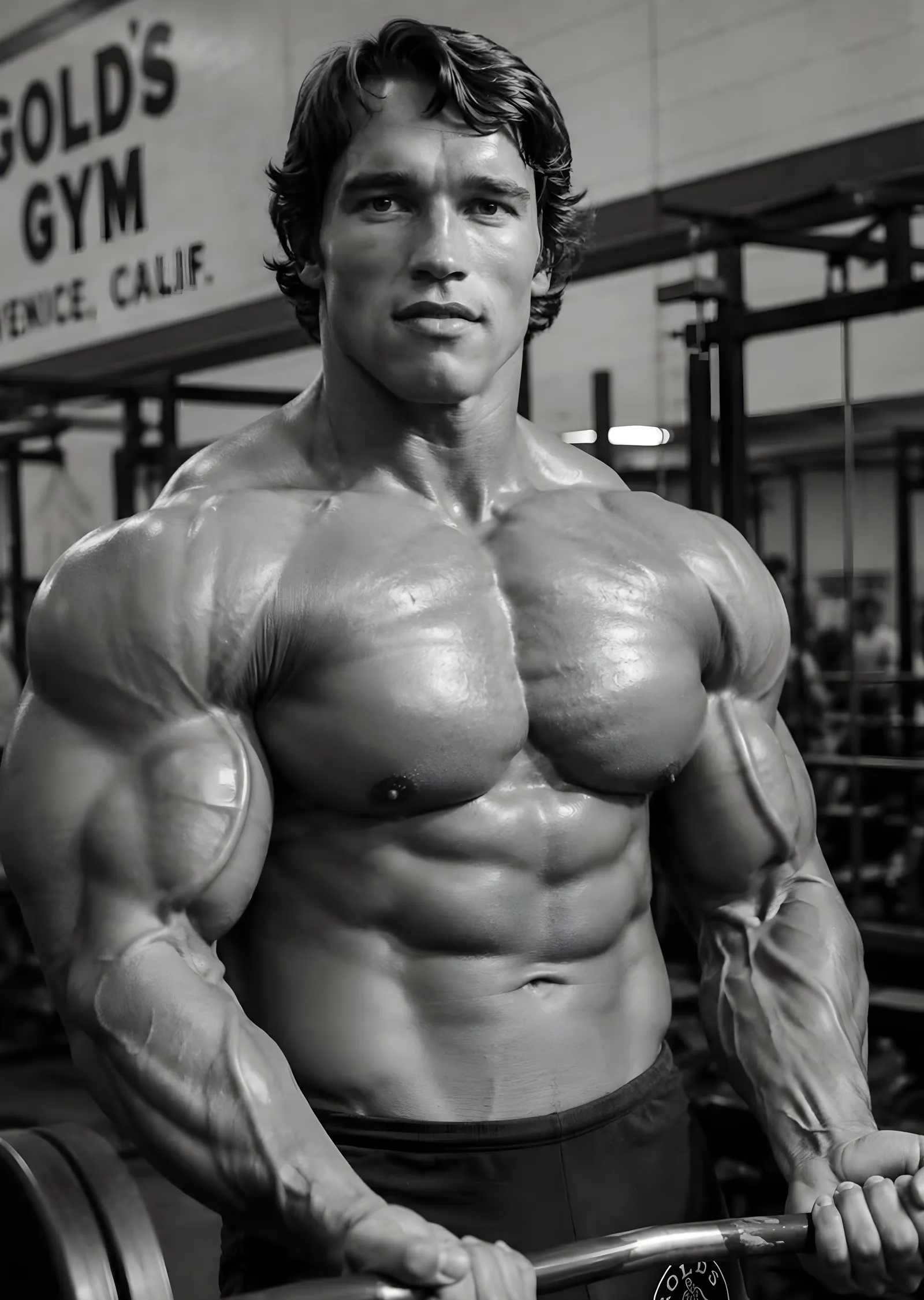 Arnold Schwarzenegger: Gold's Gym metal tablo