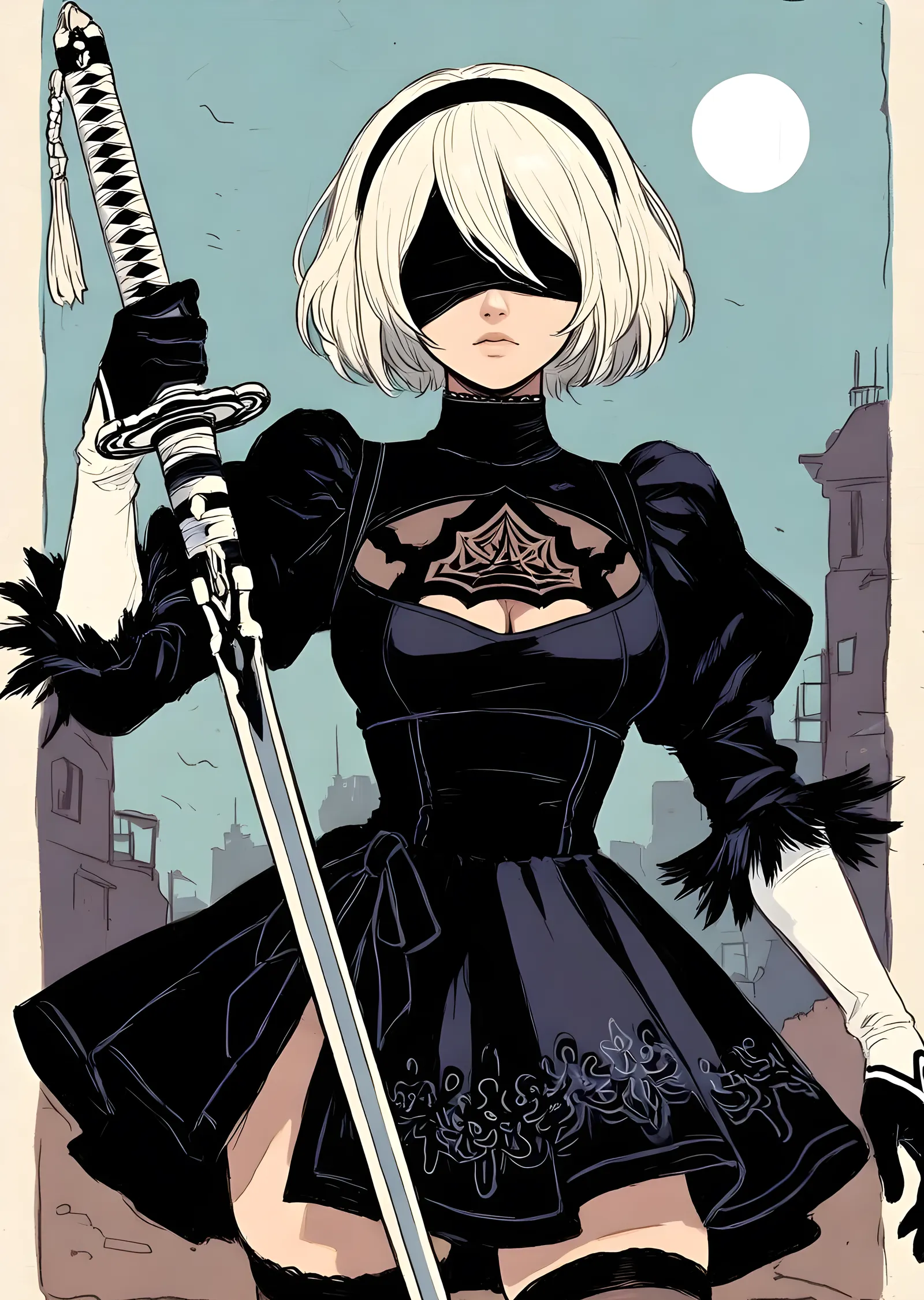 NieR:Automata: 2B Anime Stili metal tablo