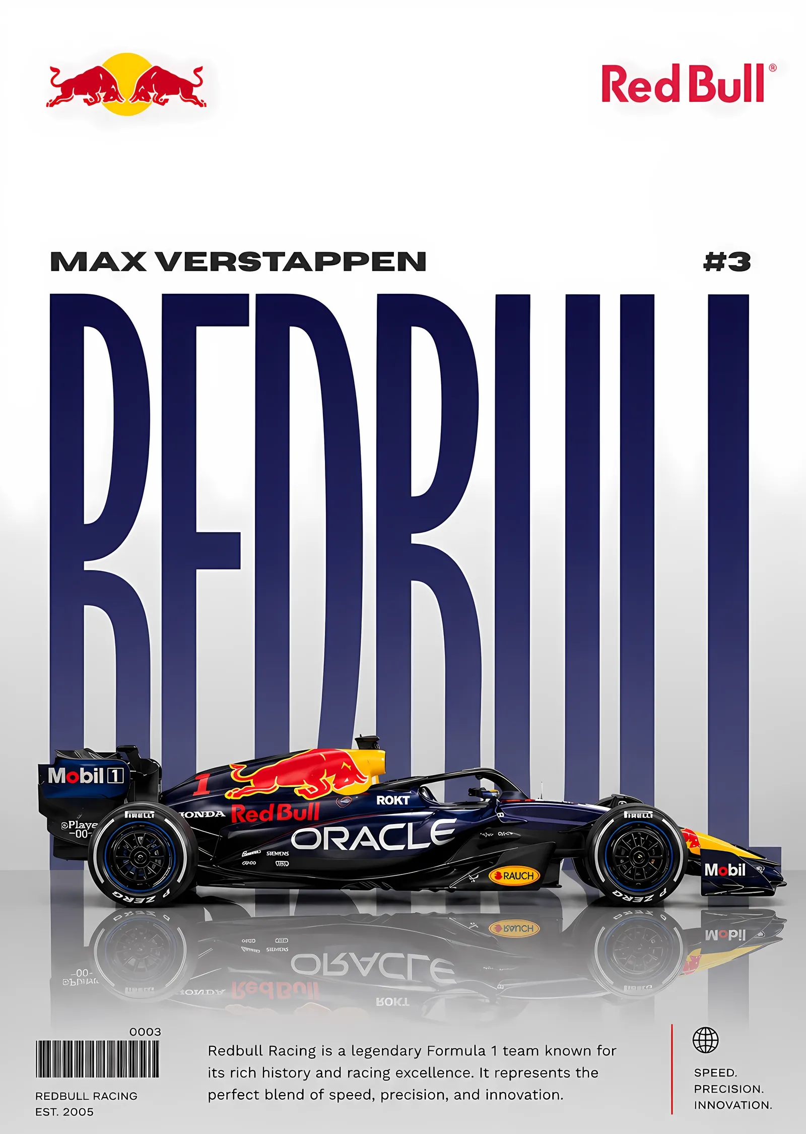 Max Verstappen Red Bull F1 #3 metal tablo