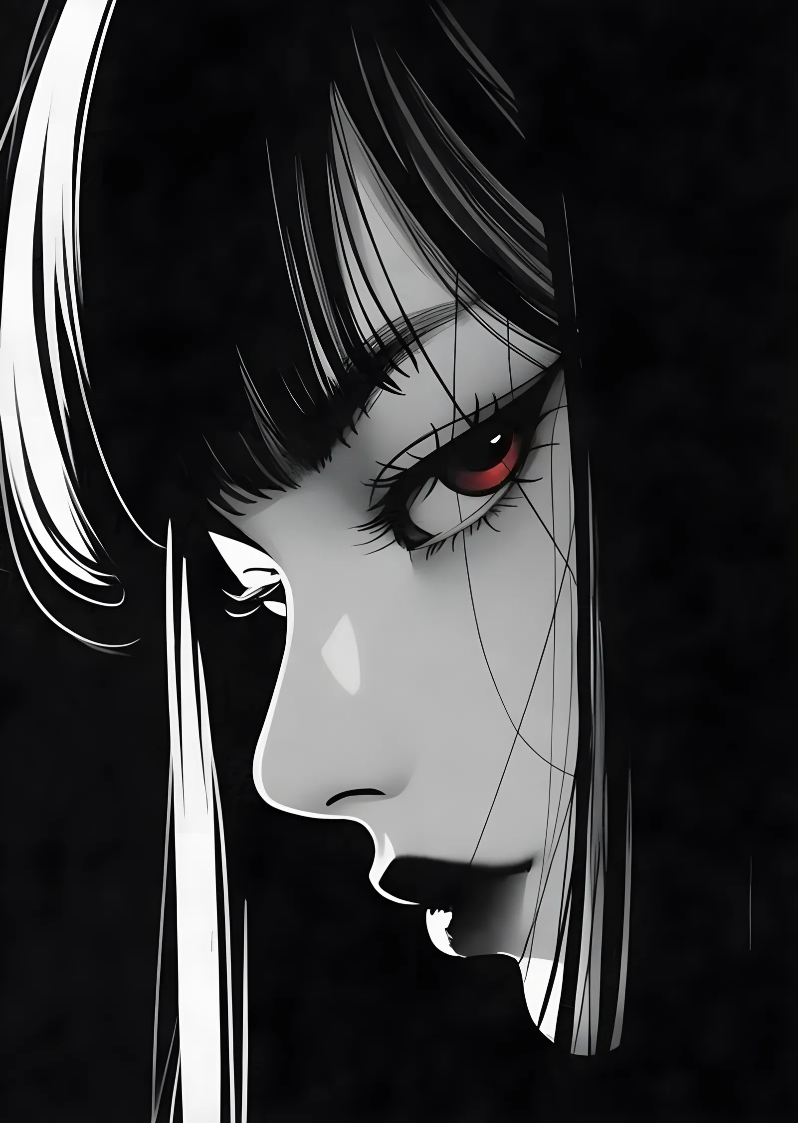Kırmızı Gözlü Anime Karakteri metal tablo