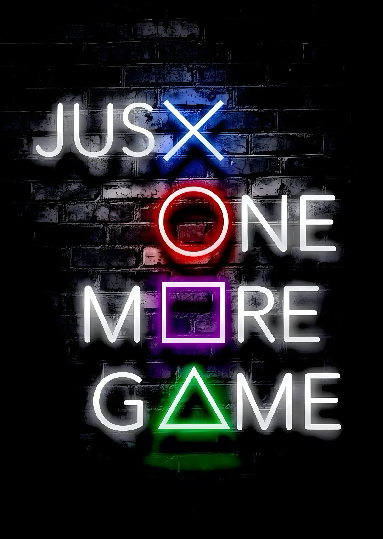 Just One More Game Neon metal tablo