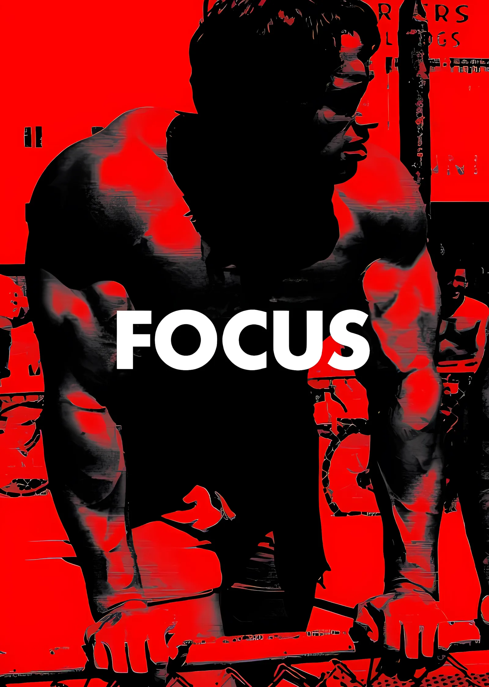 Focus - Kırmızı Zeminde Şınav metal tablo
