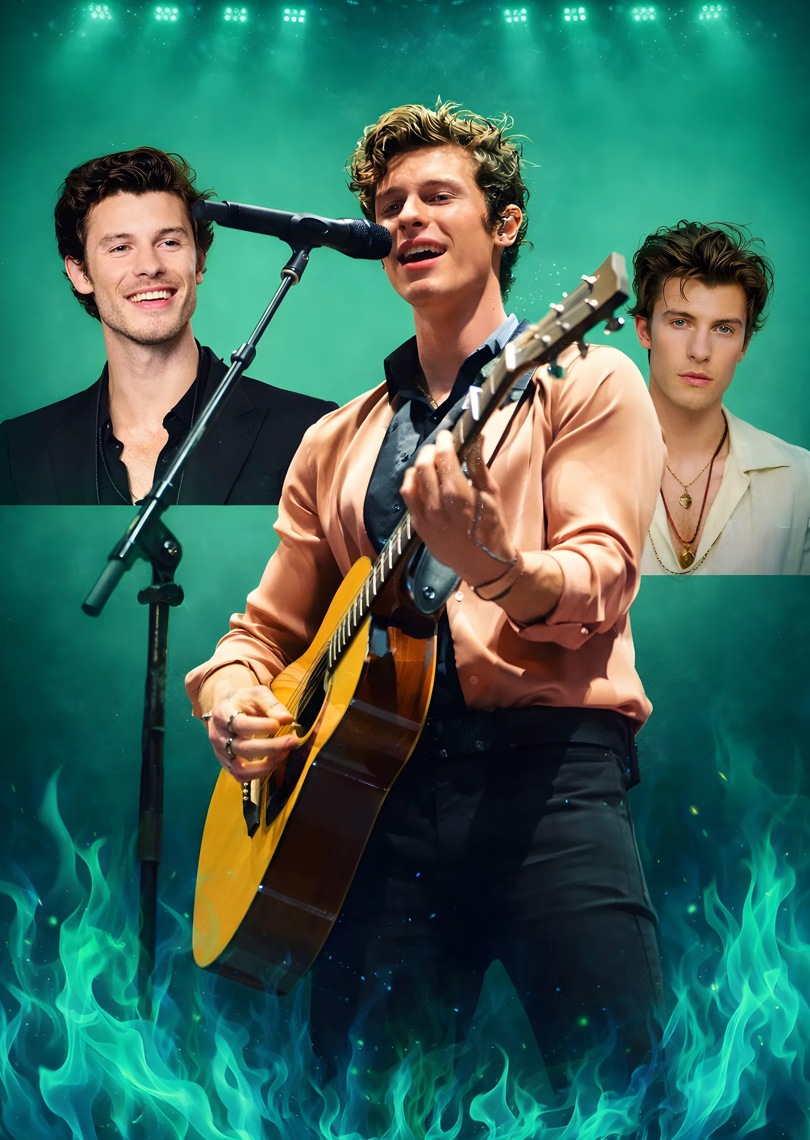 Shawn Mendes: Yeşil Alevler metal tablo