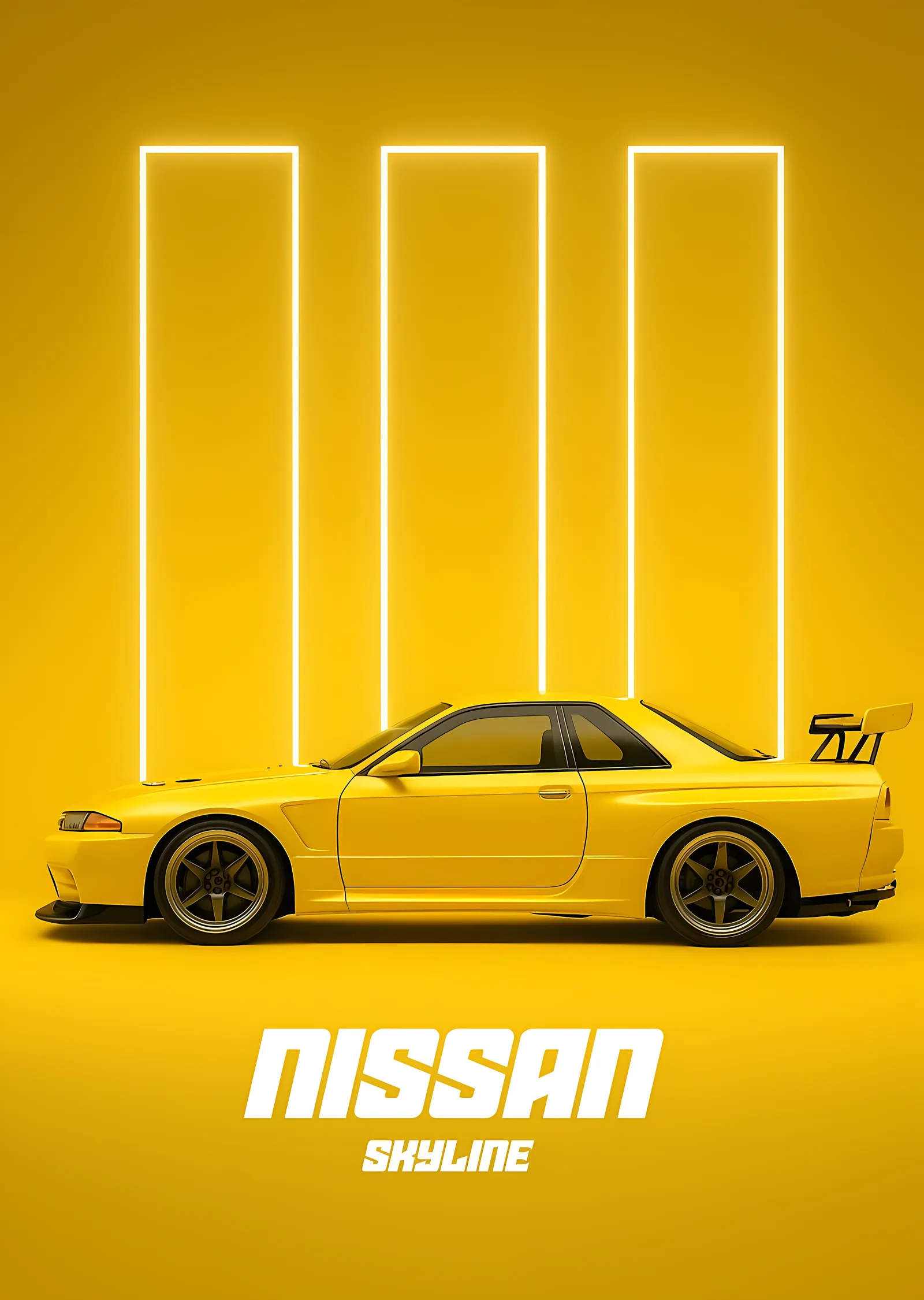 Nissan Skyline Sarı Spor Araba metal tablo