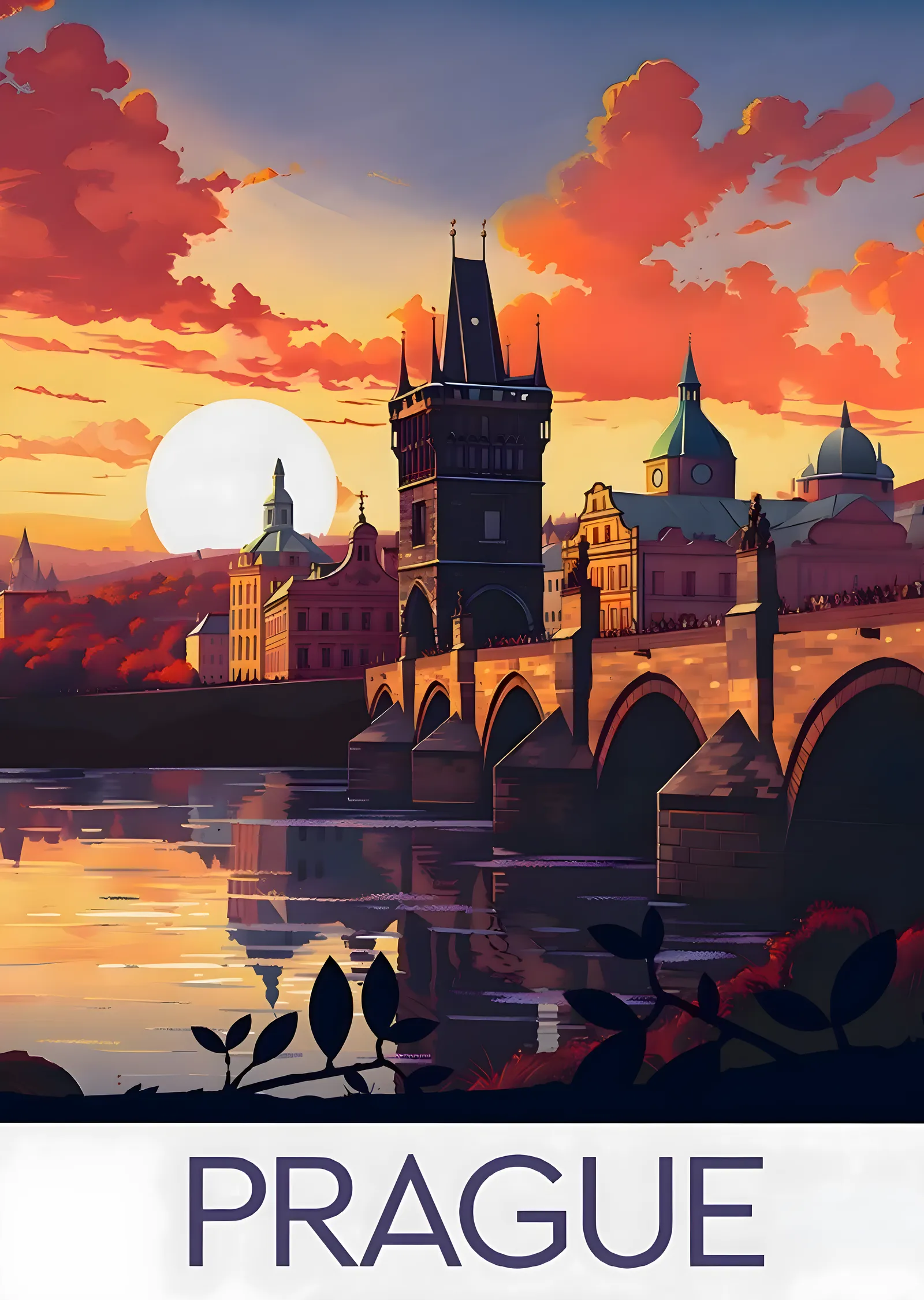 Prague Sunset View metal tablo