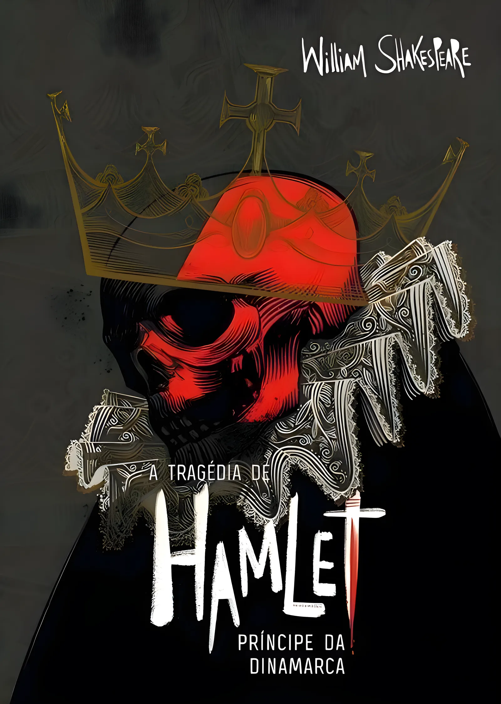 Hamlet - Kırmızı Kafatası ve Altın Taç metal tablo