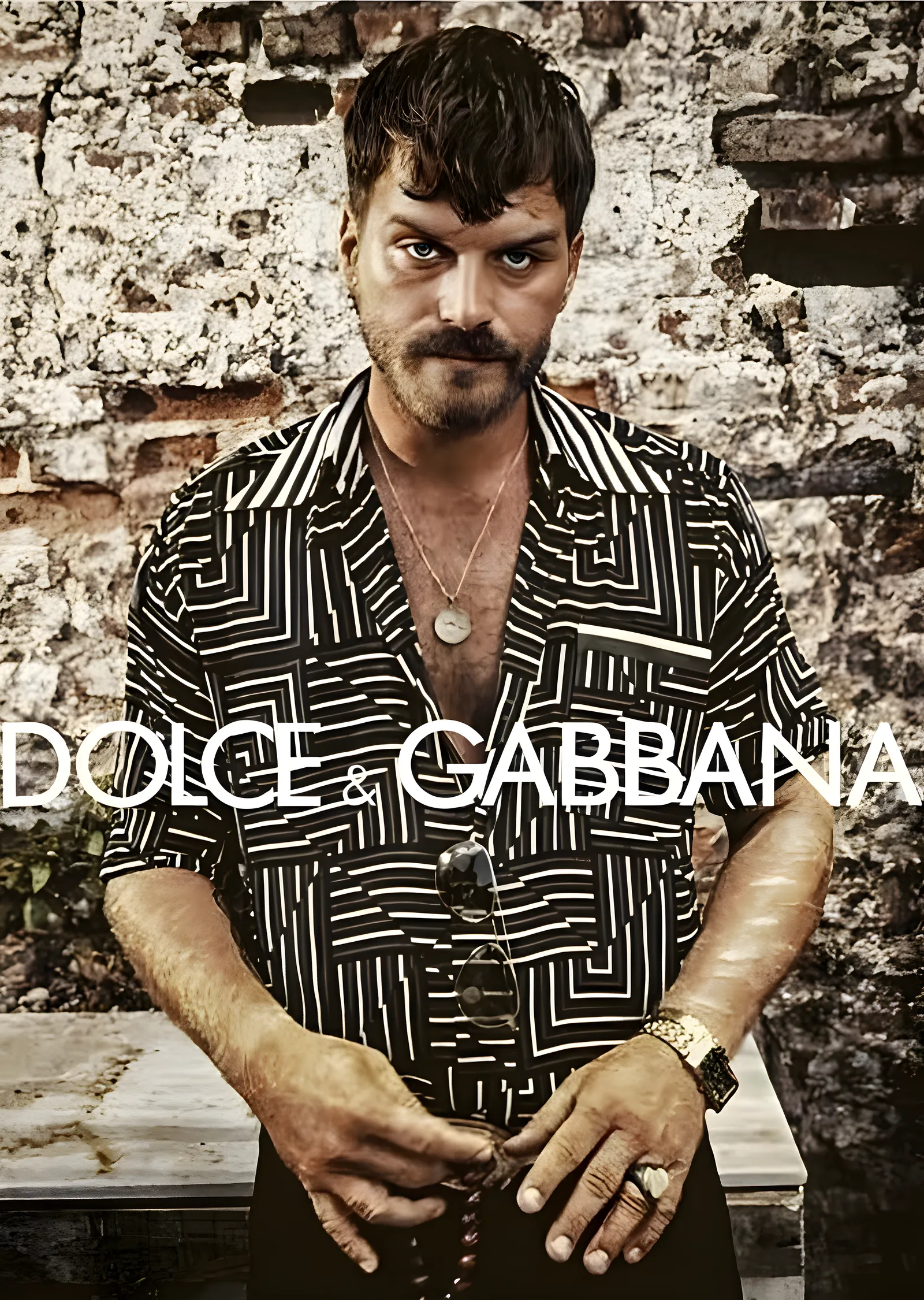 Kıvanç Tatlıtuğ: Dolce & Gabbana Stili Portre metal tablo