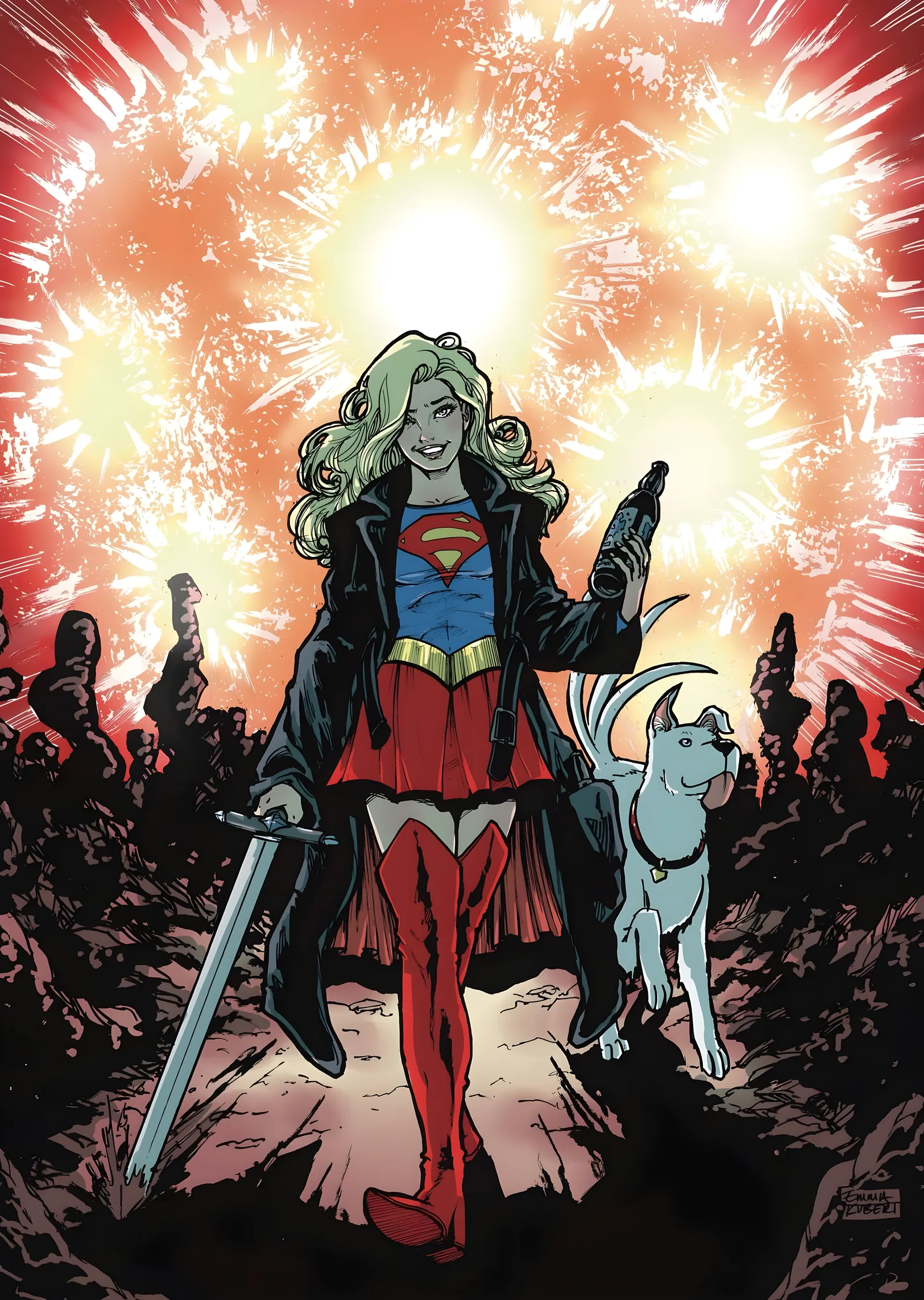 Supergirl - Kılıç ve Krypto metal tablo