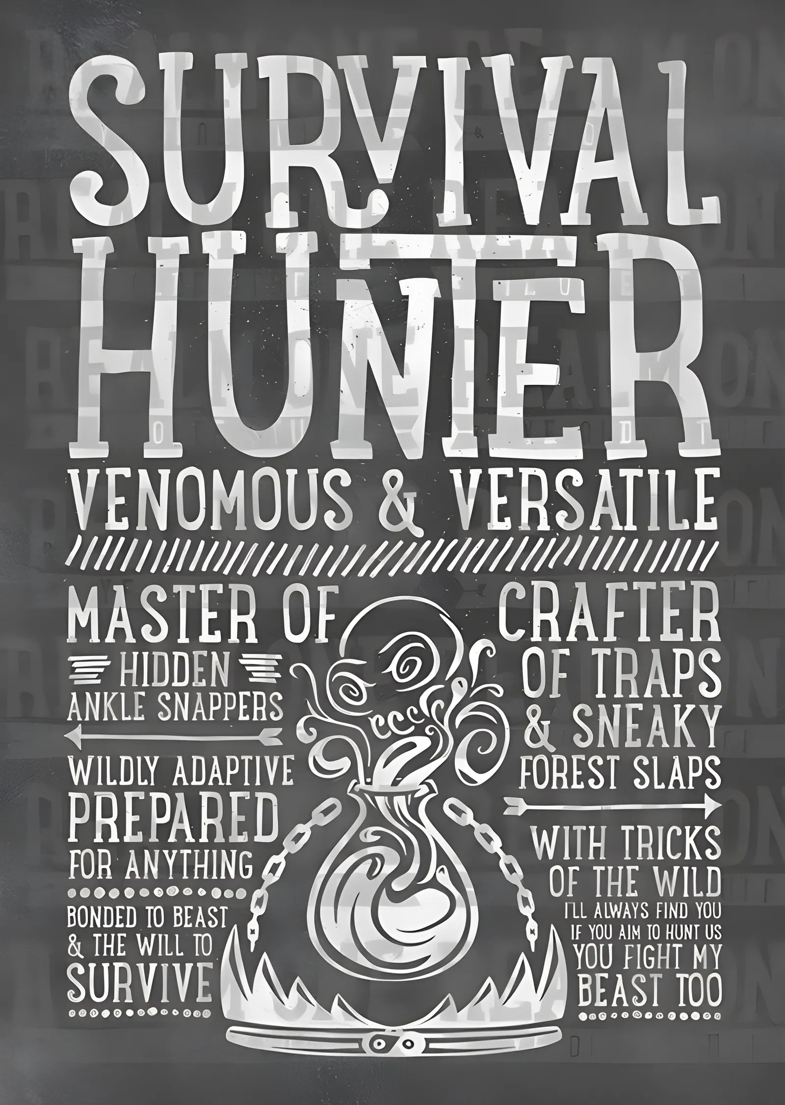 Survival Hunter - Tipografi metal tablo