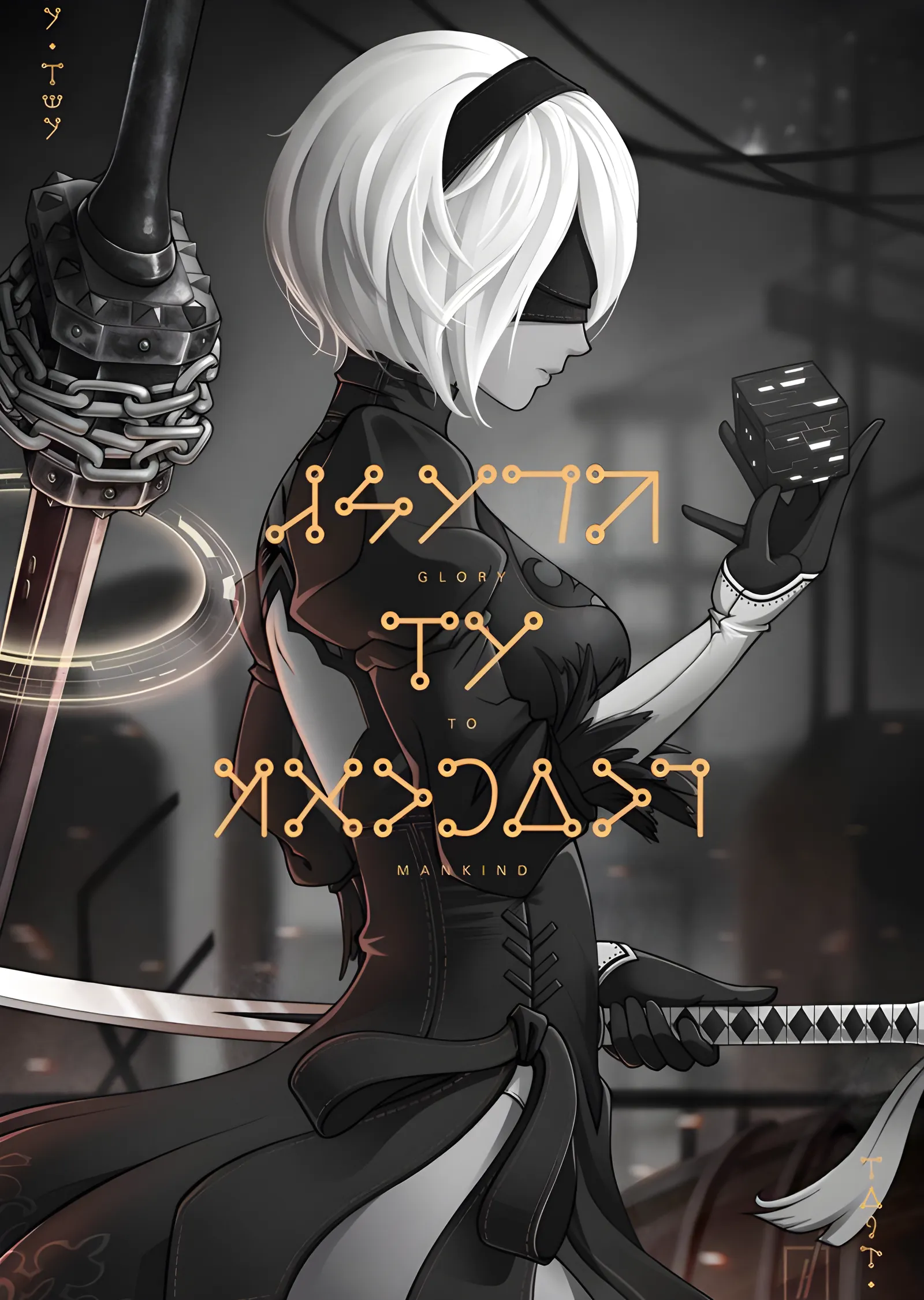 NieR:Automata: 2B, Glory to Mankind metal tablo