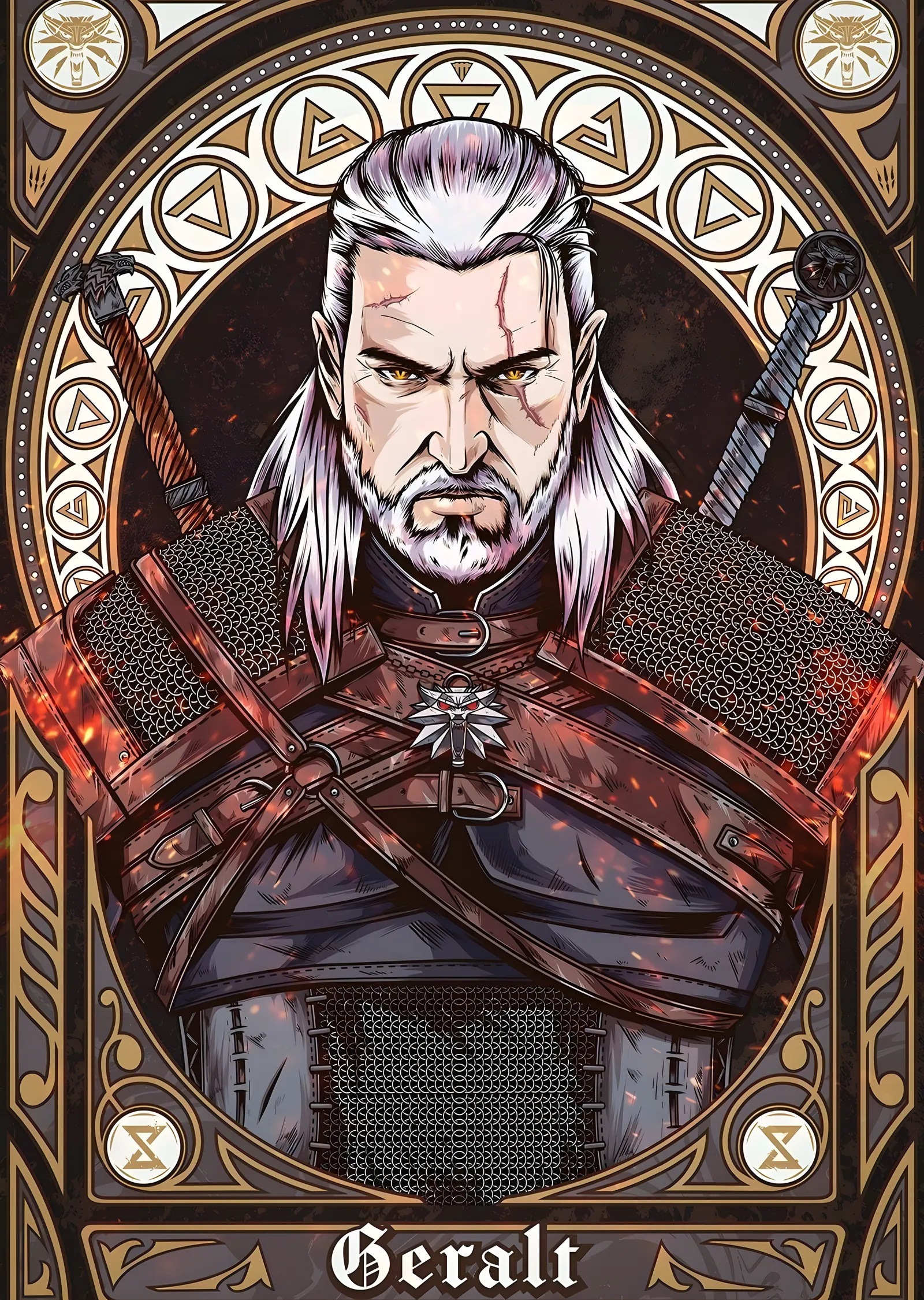 The Witcher: Geralt Portresi metal tablo