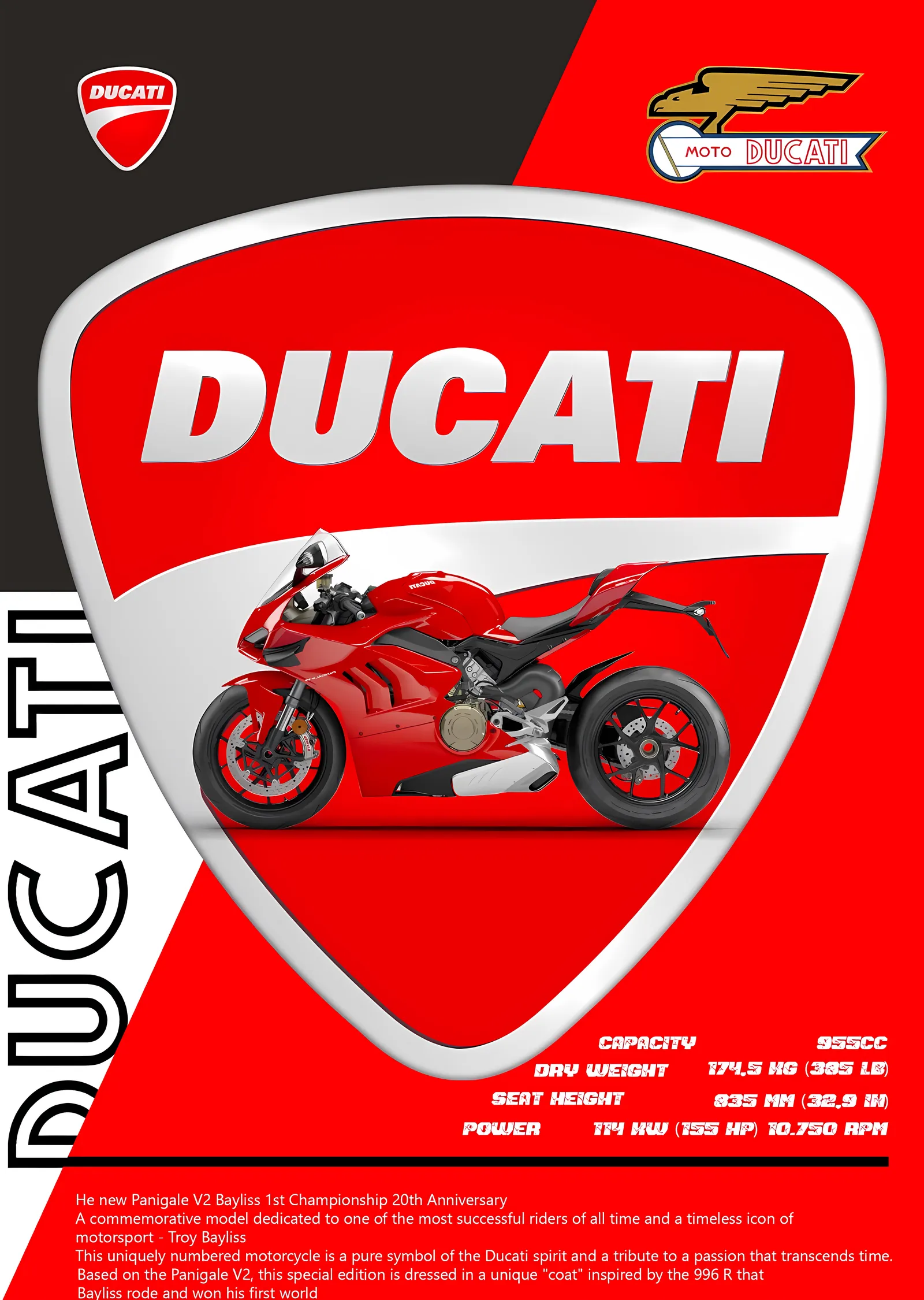 Ducati Panigale V2 - Amblem metal tablo