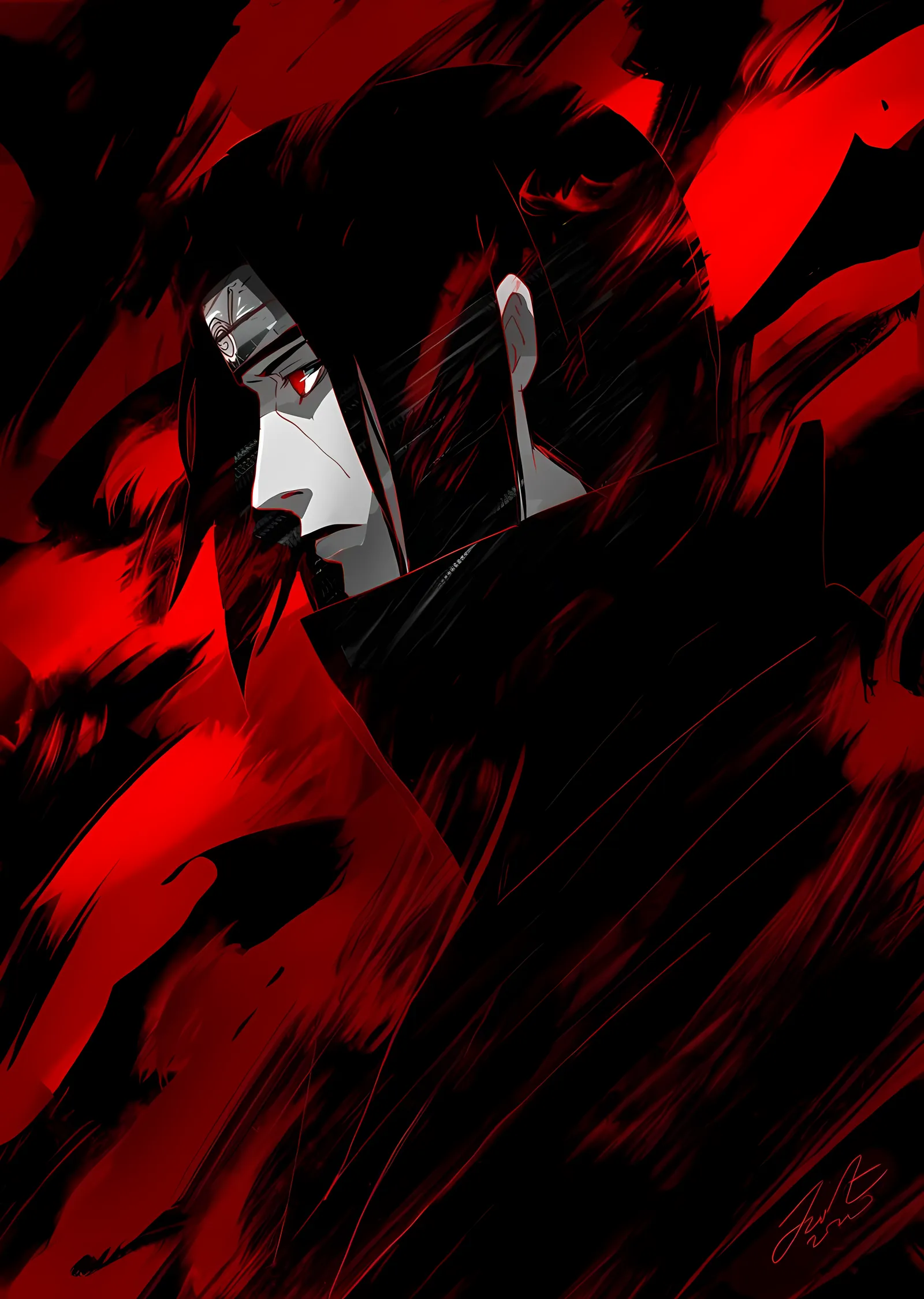 Naruto - Uchiha Itachi: Kızıl Parçalanma metal tablo