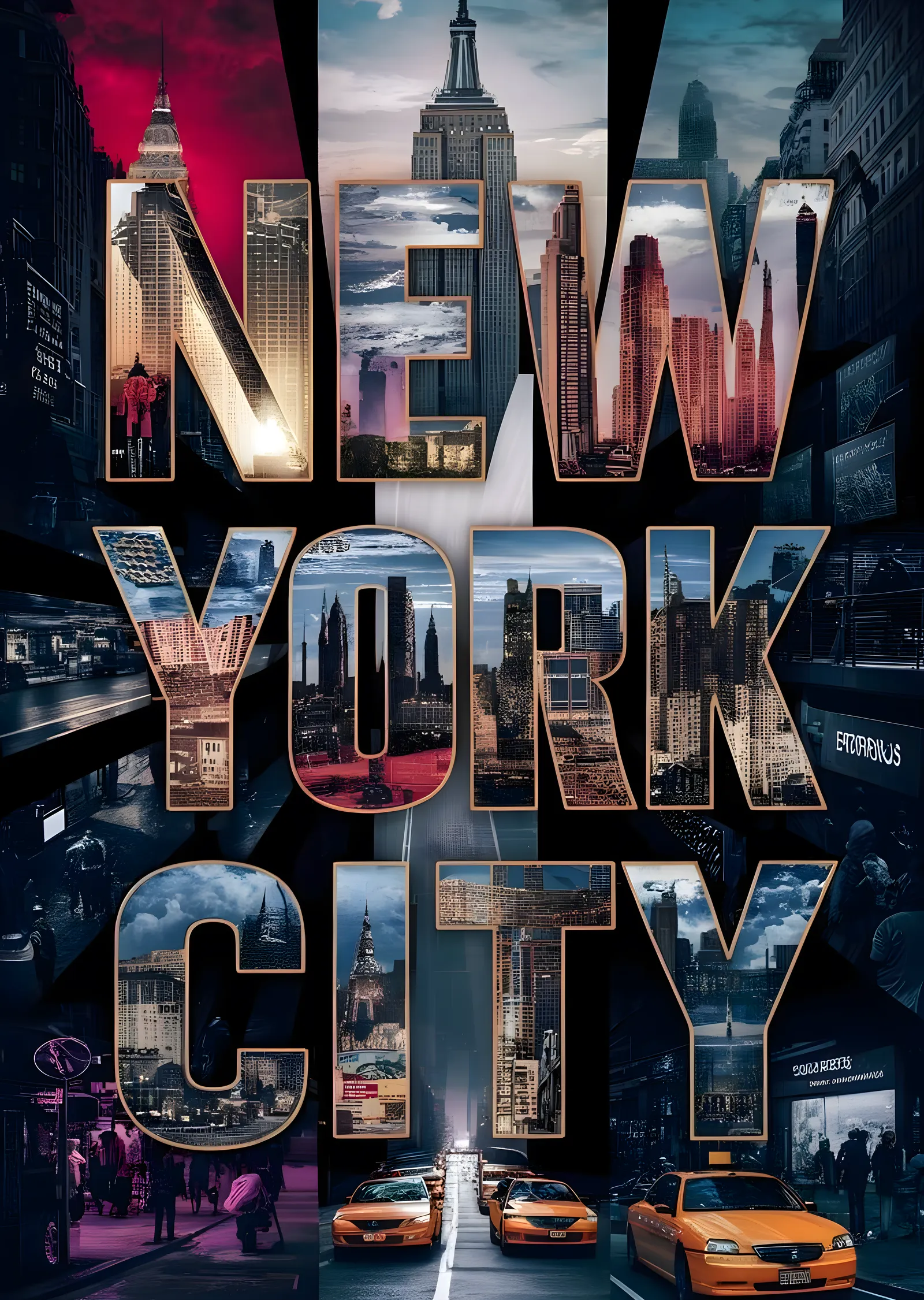 New York City Panorama metal tablo