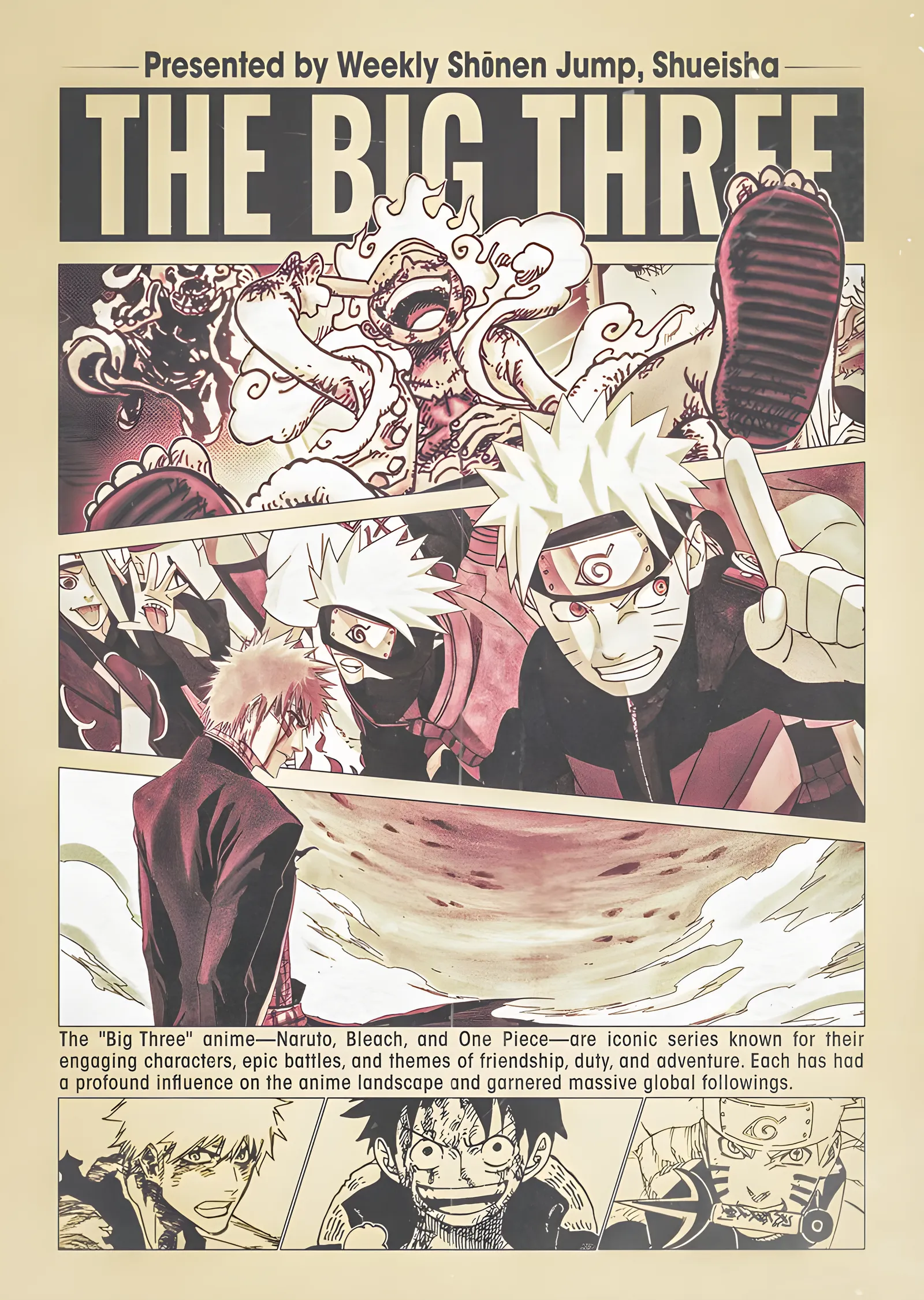 The Big Three - Naruto, Bleach, One Piece metal tablo