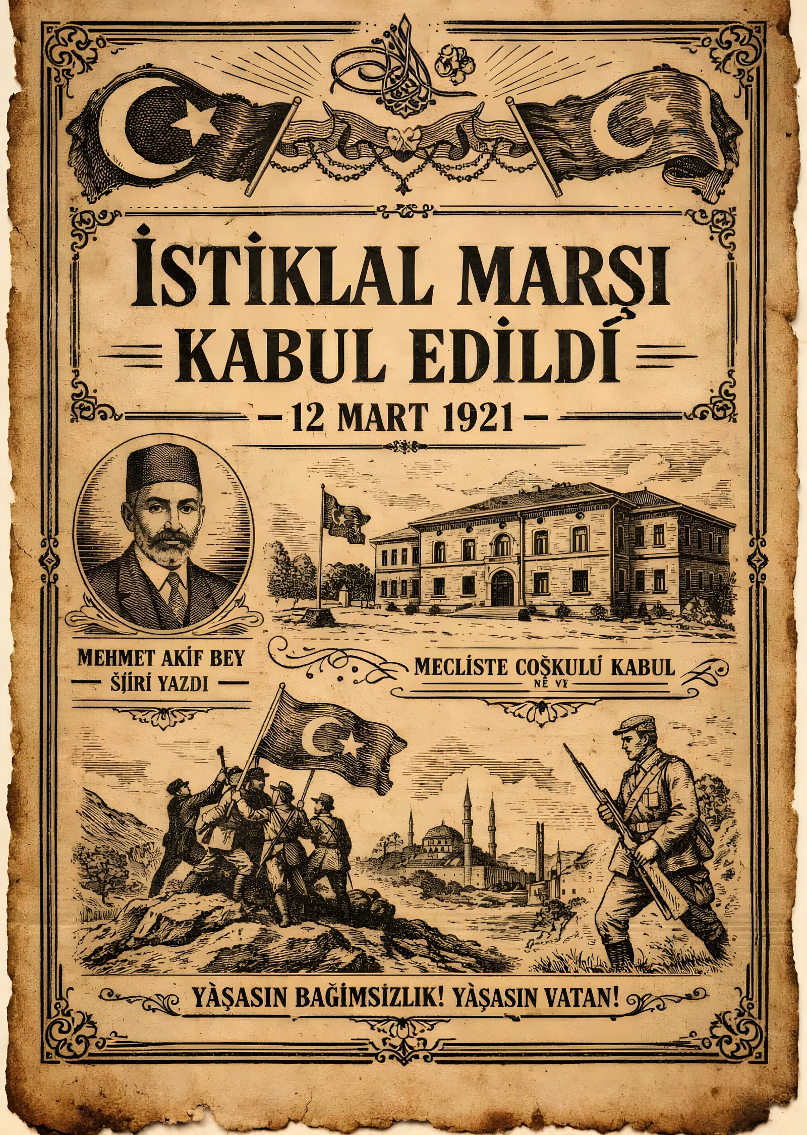 İstiklal Marşı Kabul Edildi metal tablo