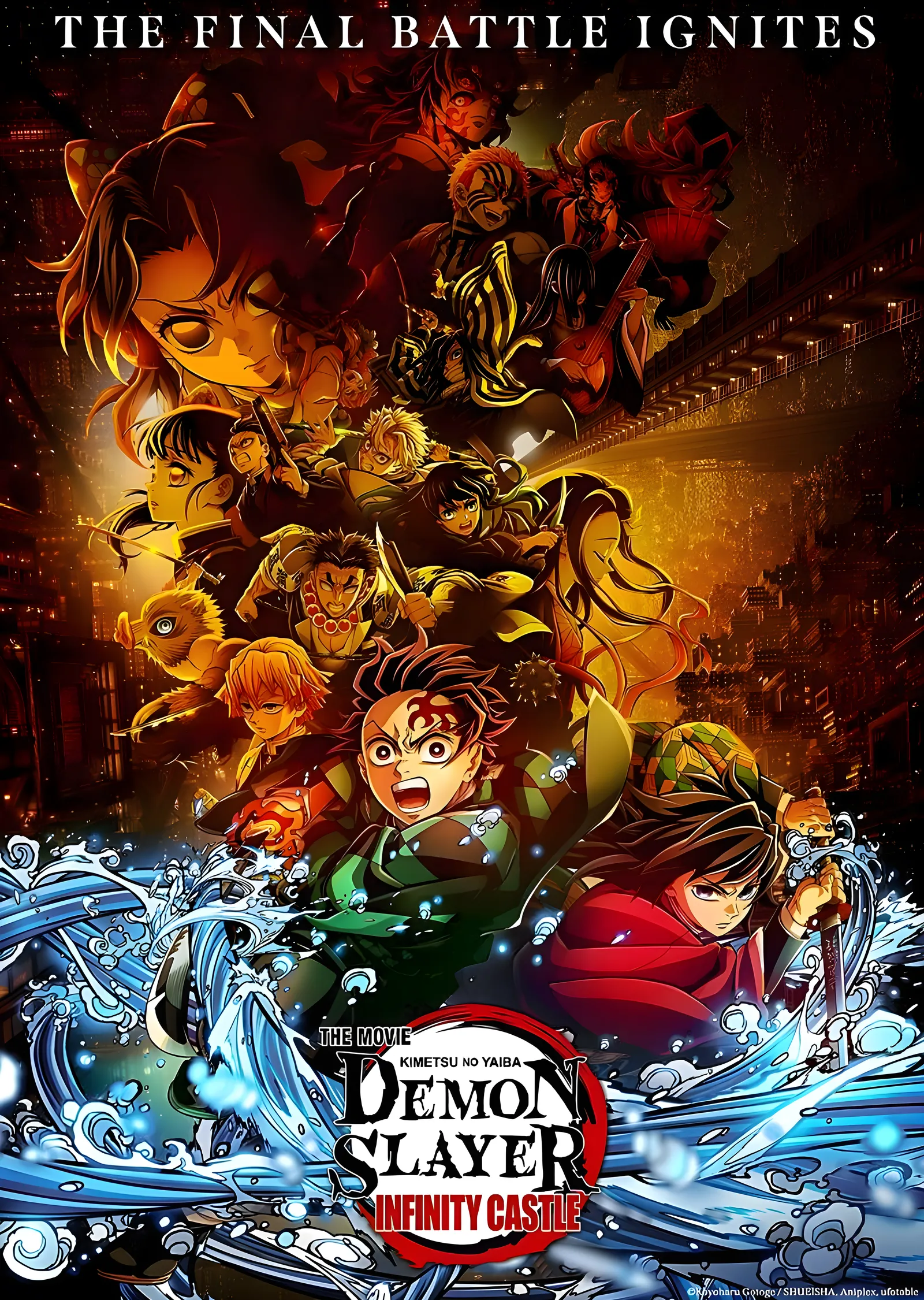 Demon Slayer: Sonsuzluk Kalesi - Turuncu ve Lacivert metal tablo