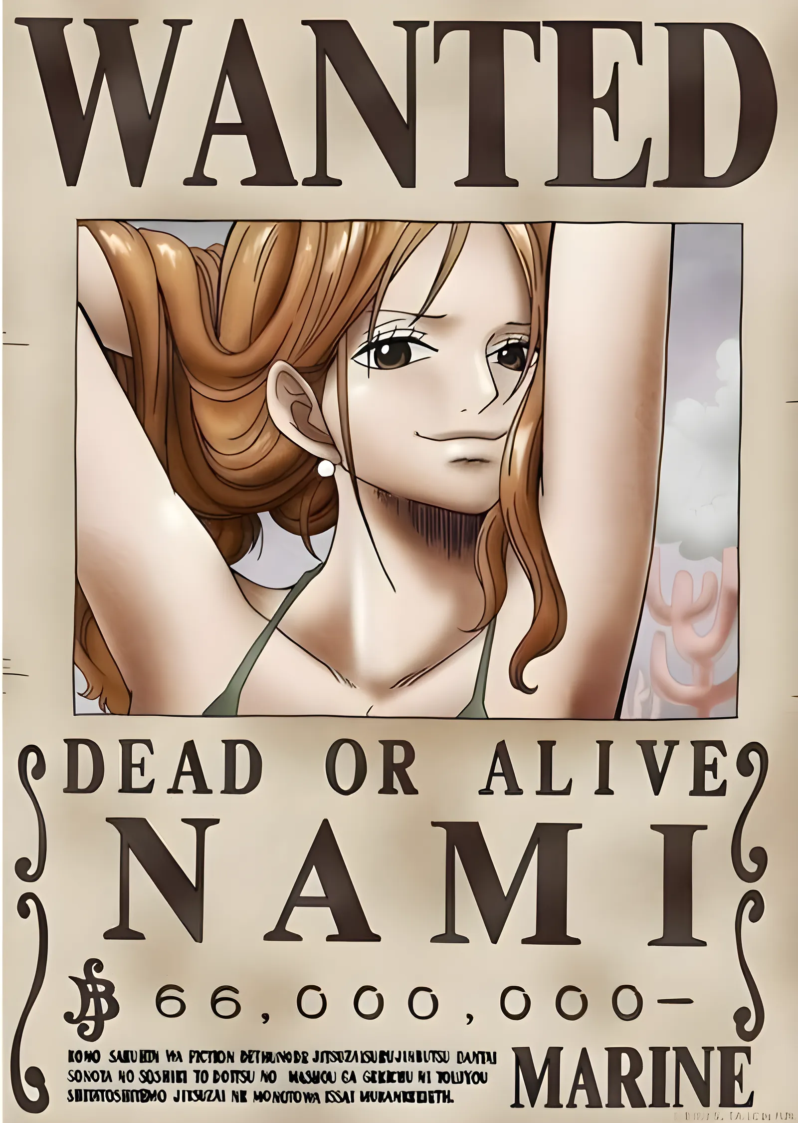 Nami: Wanted Marine metal tablo