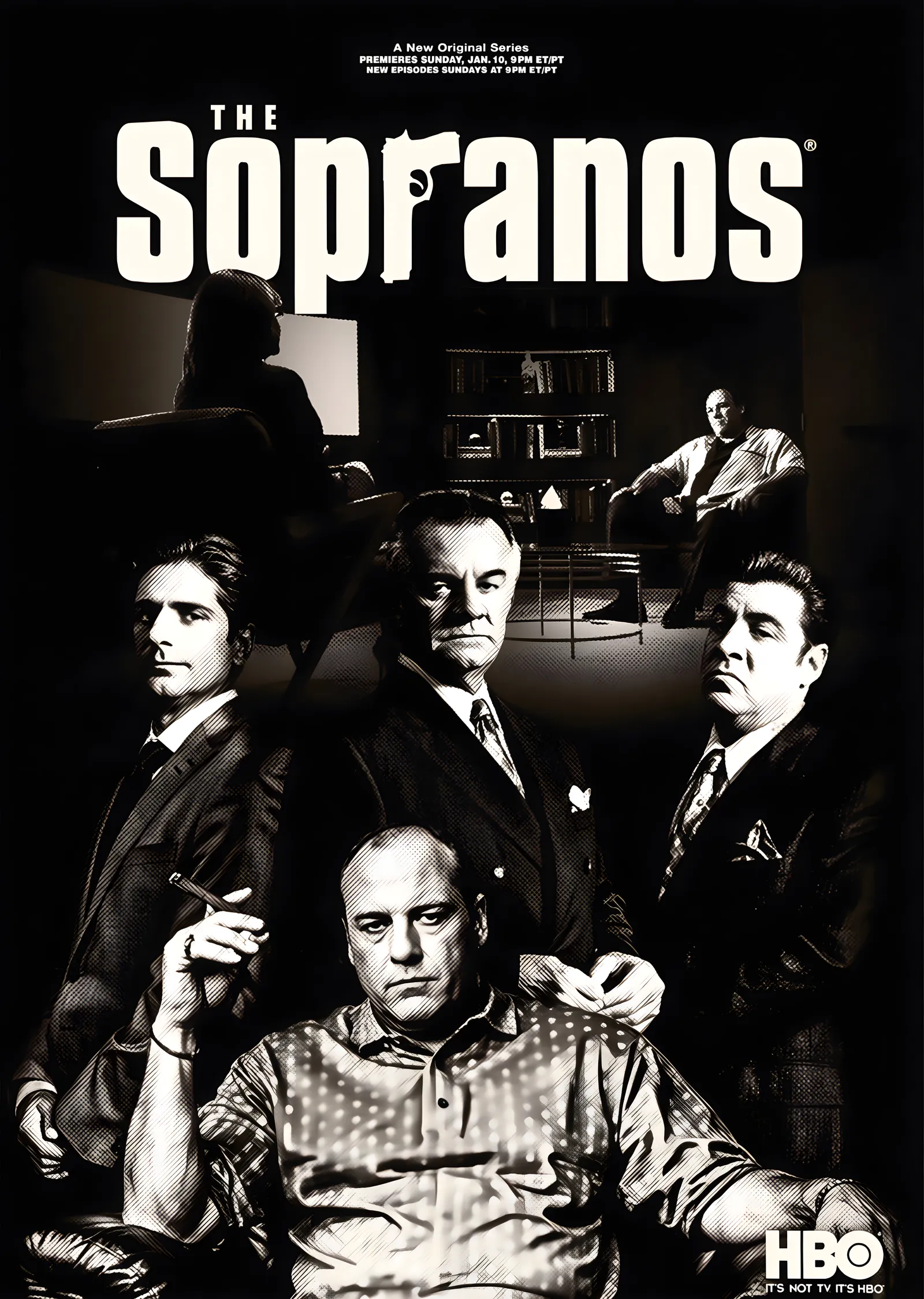The Sopranos - Siyah ve Beyaz Desenli metal tablo