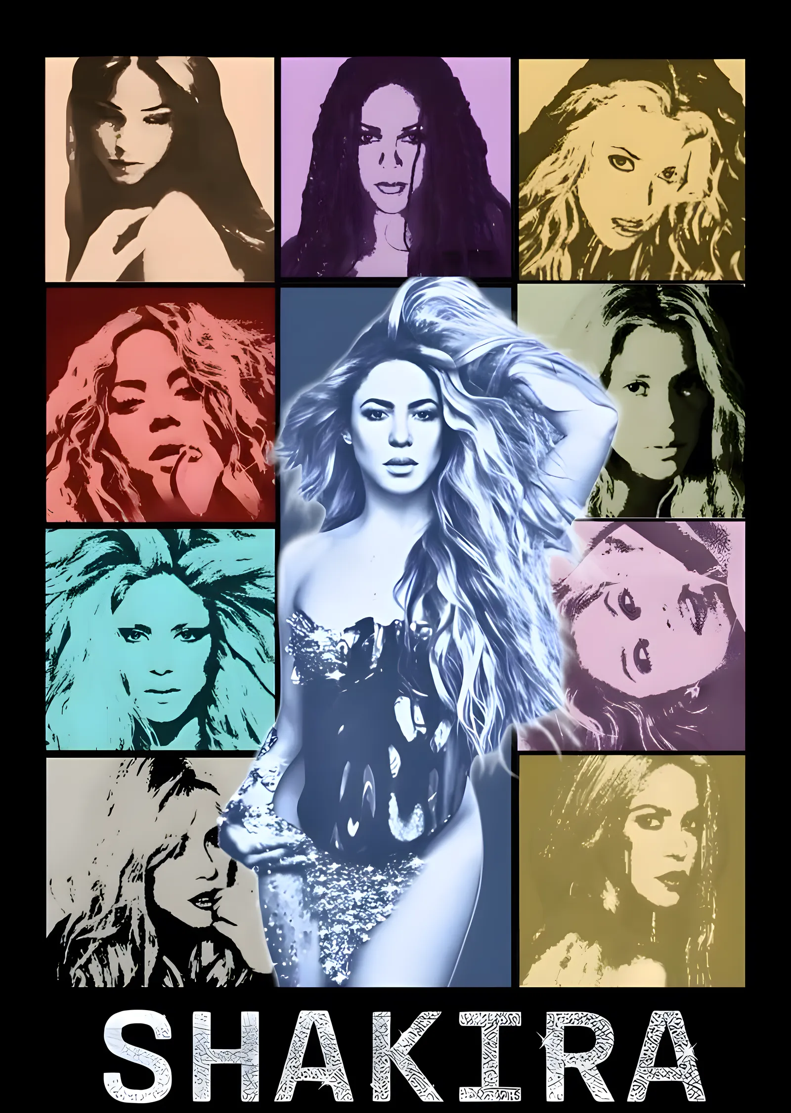 Shakira: Renkli Portre Koleksiyonu metal tablo