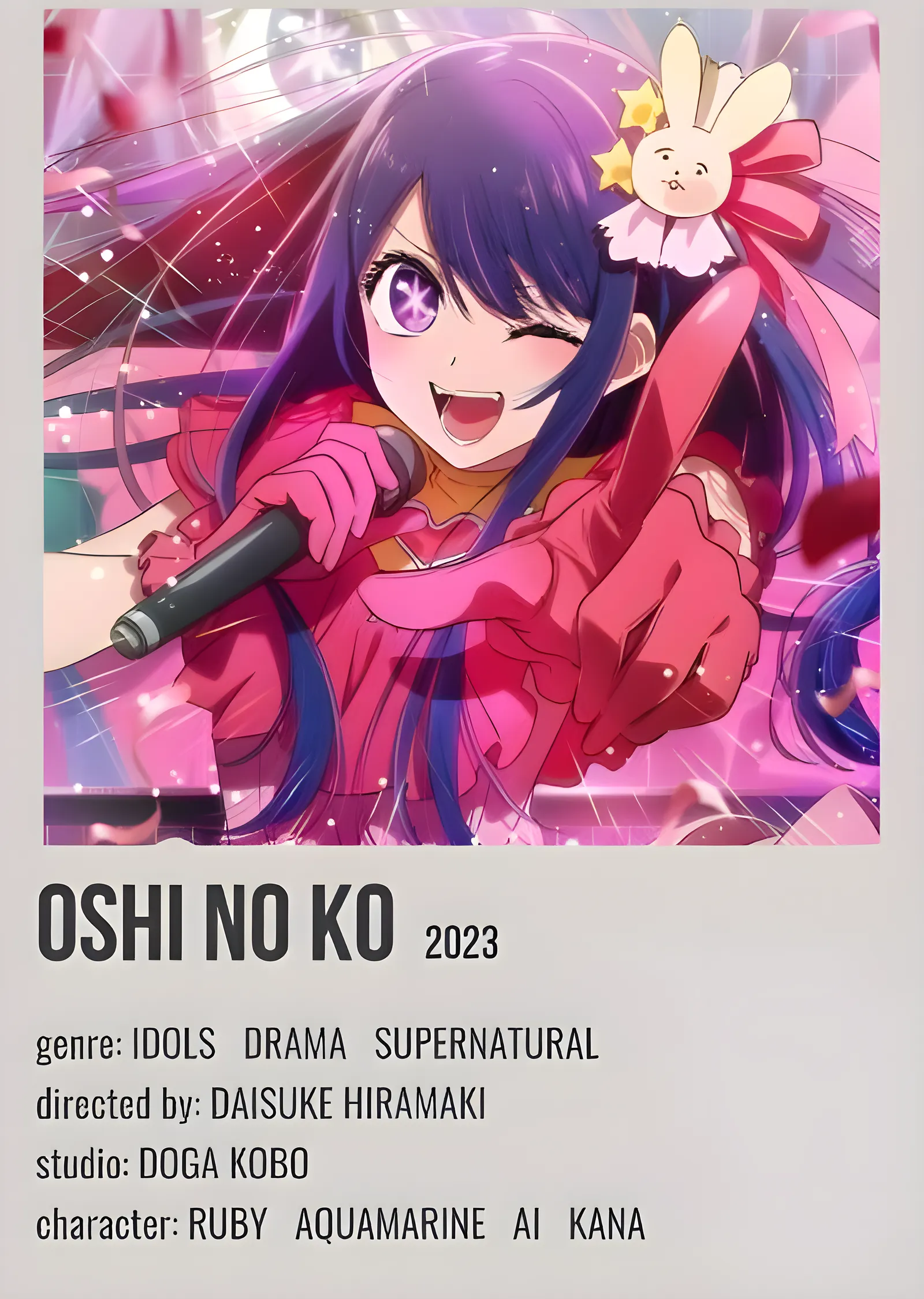 Oshi no Ko: Sahne Işıkları - Pembe ve Mor Tonlu Anime Kız metal tablo