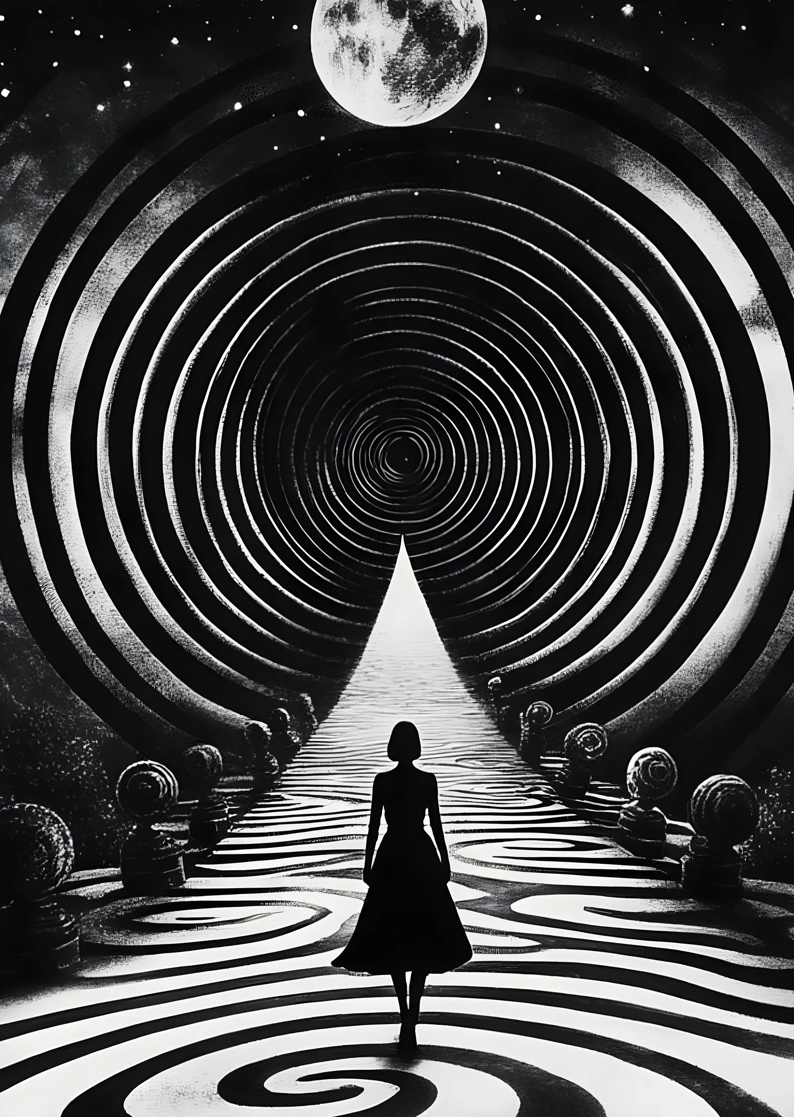 Spiral Tünel: Kadın metal tablo