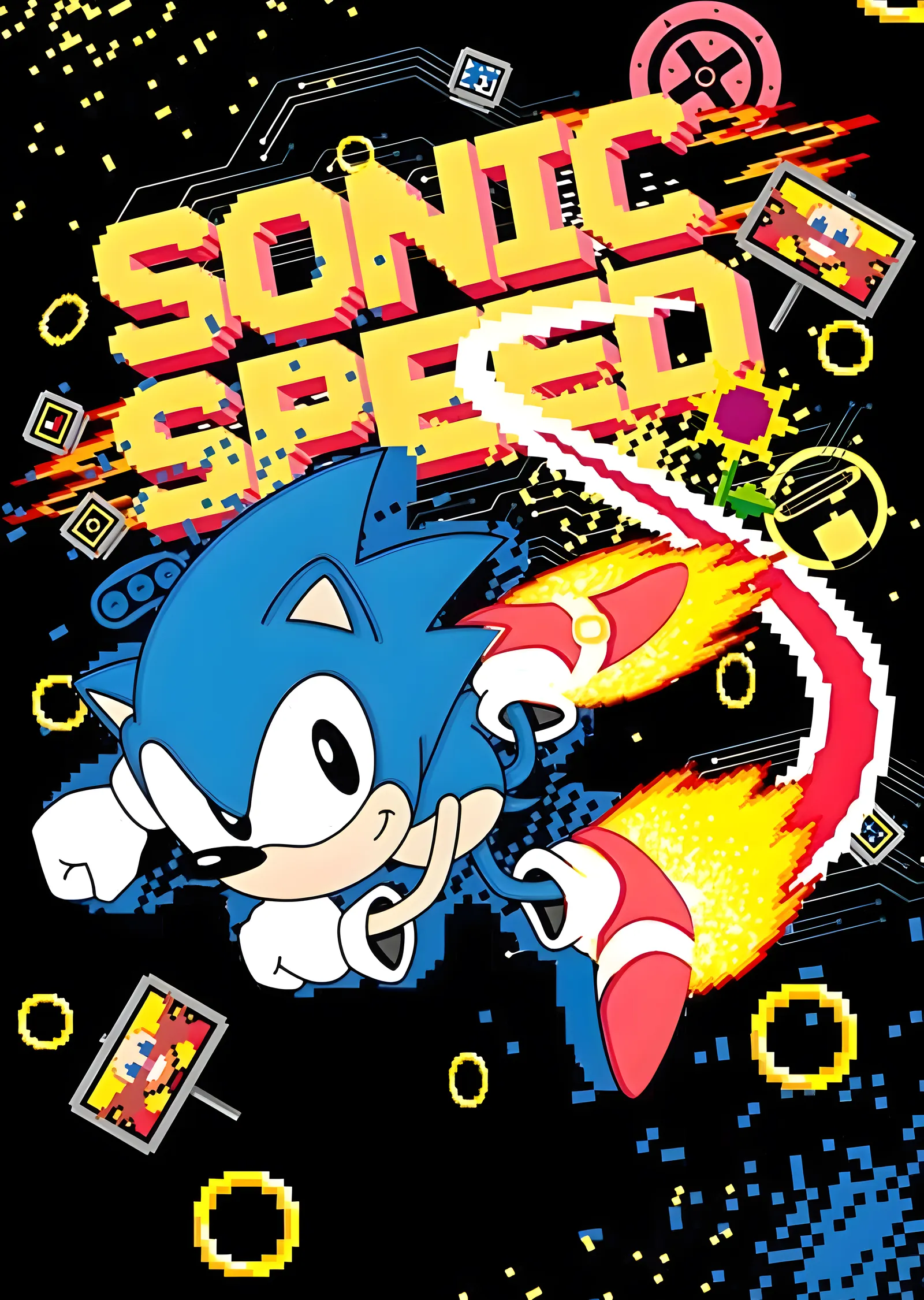 Sonic Speed: Retro Piksel metal tablo