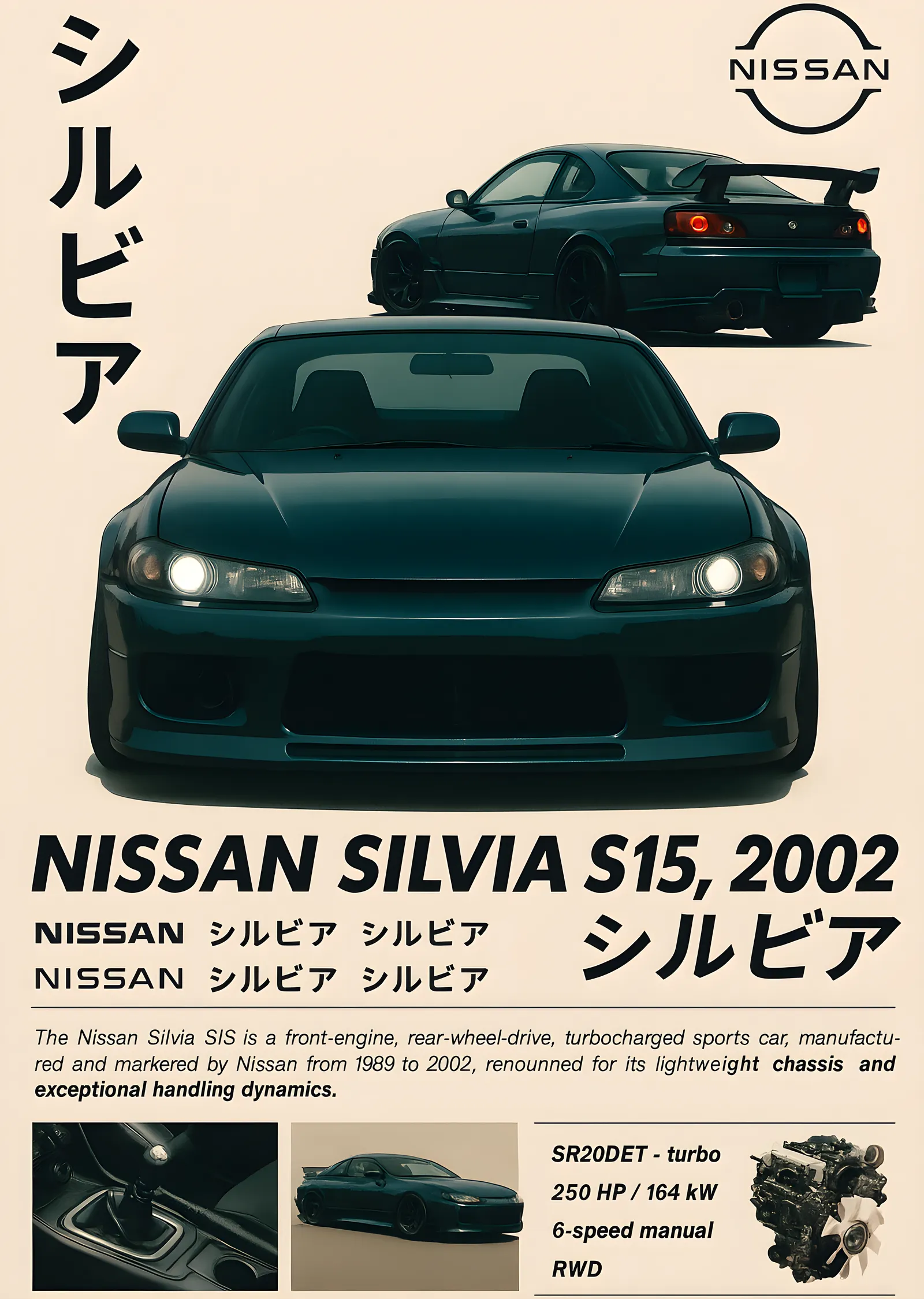 Nissan Silvia S15: Japonca Reklam Düzeni metal tablo