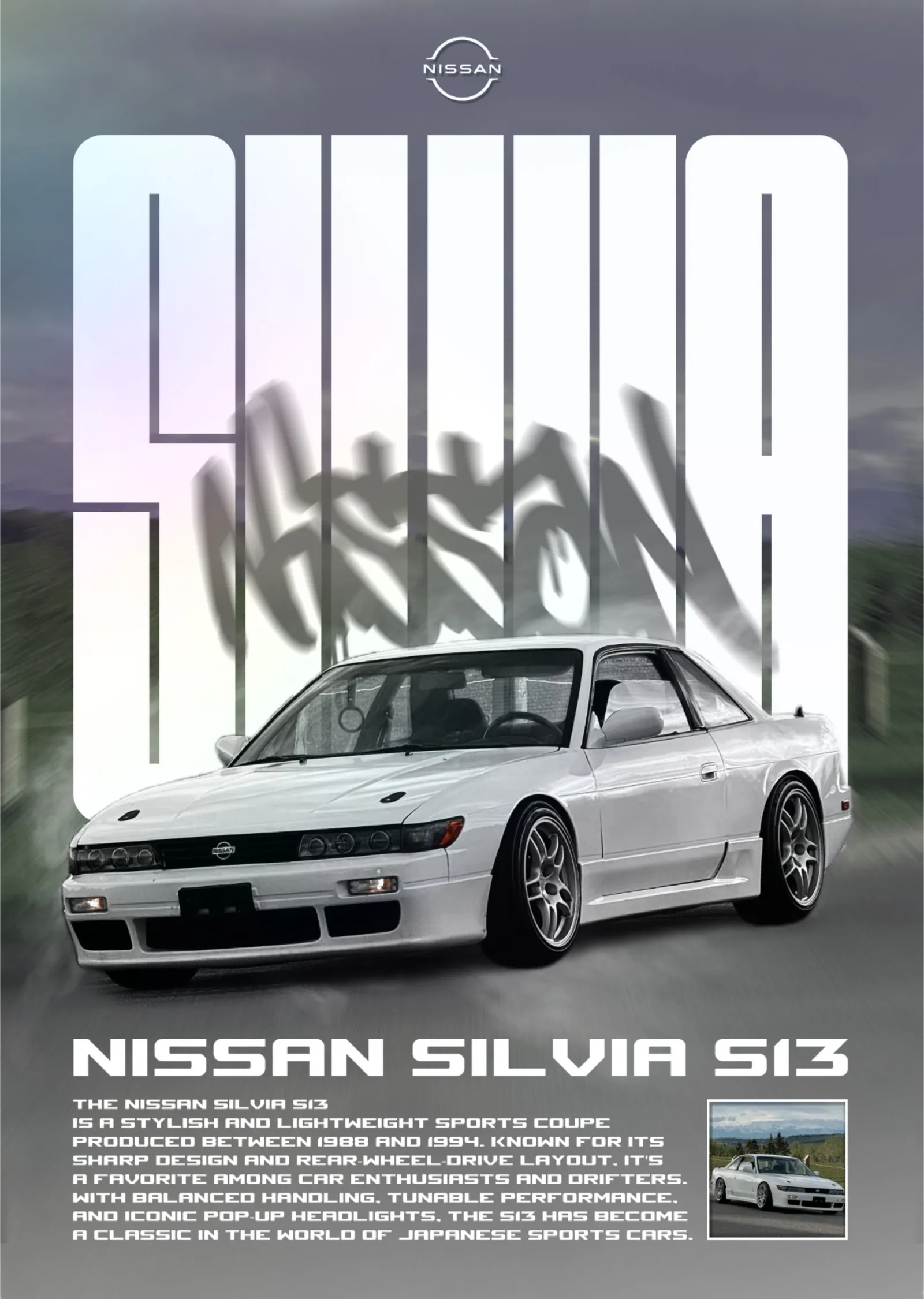 Nissan Silvia S13 metal tablo