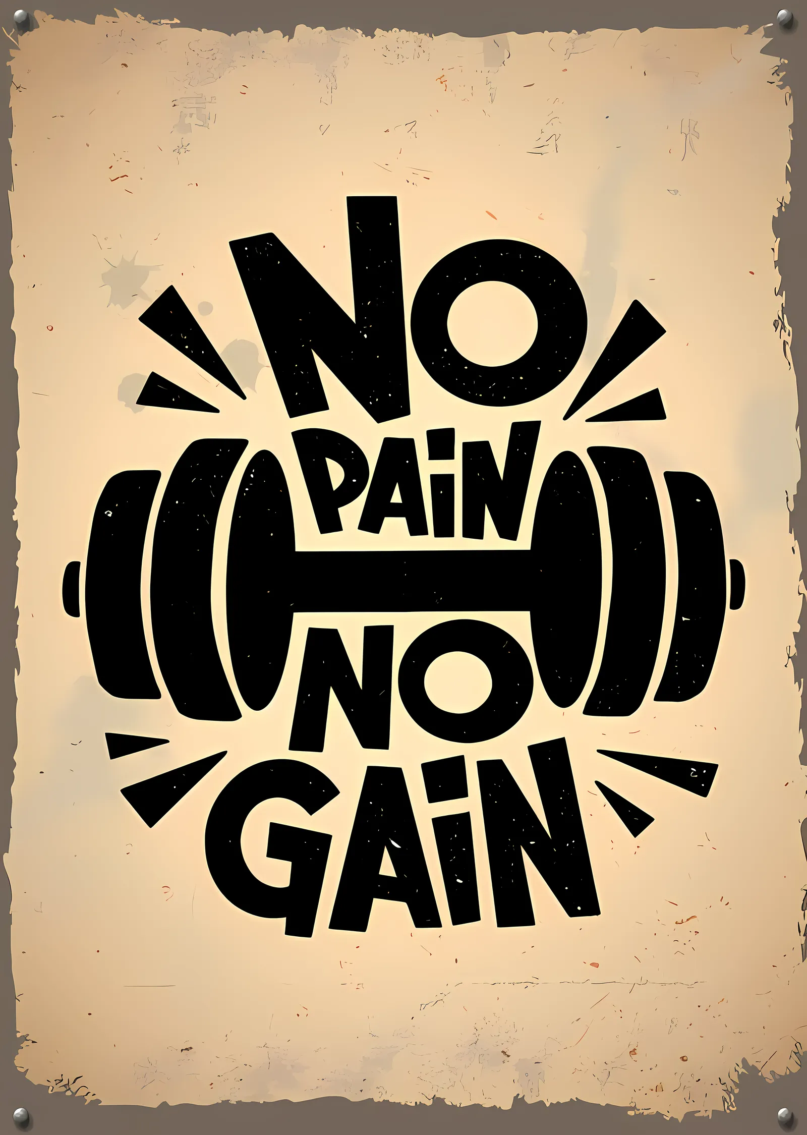 No Pain No Gain - Retro Amblem metal tablo