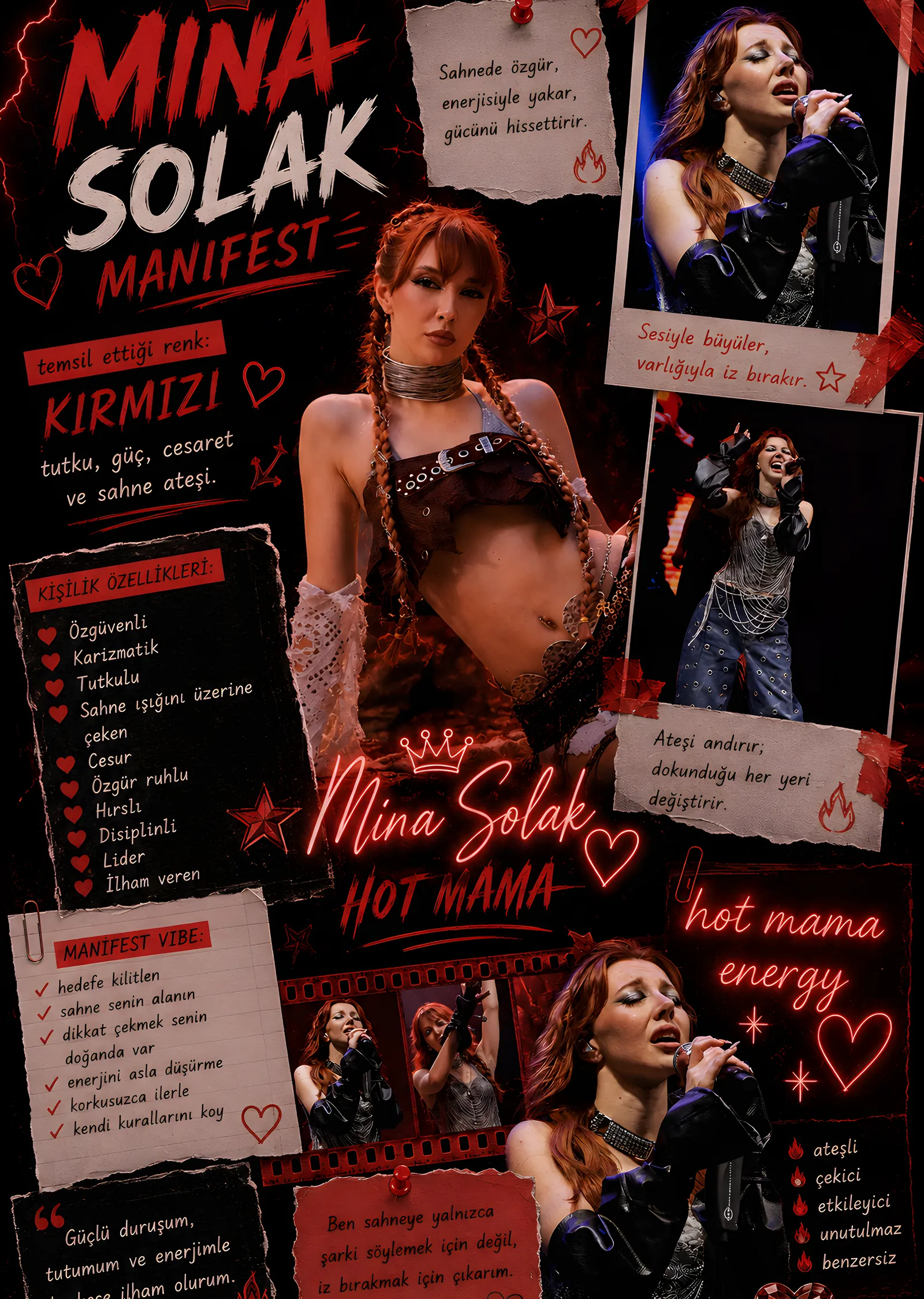 Mina Solak: Kırmızı Sahne Kolajı metal tablo