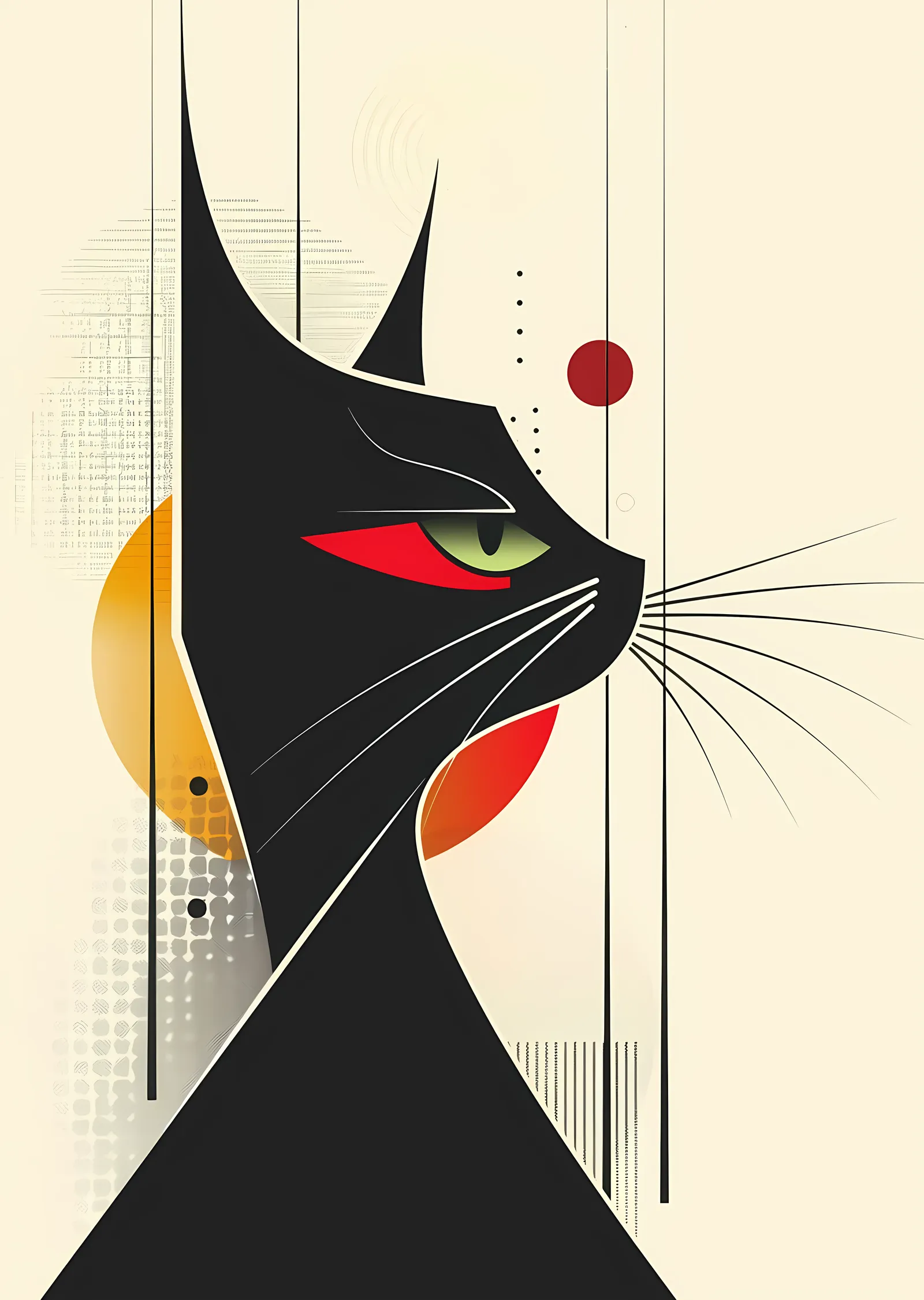 Geometrik Kedi metal tablo