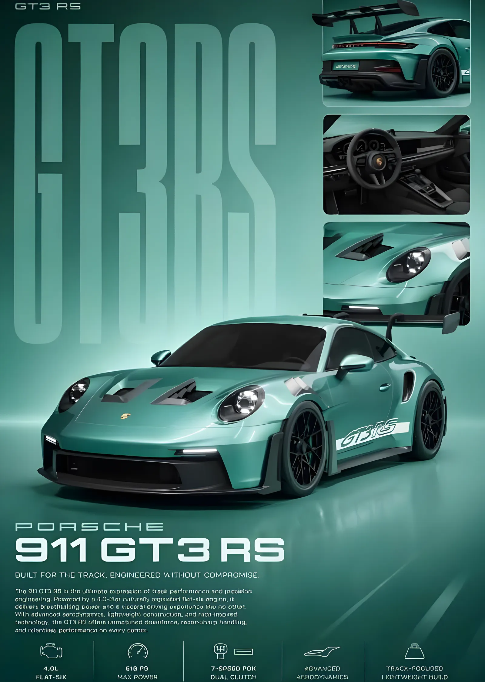 Porsche 911 GT3 RS - Mint metal tablo