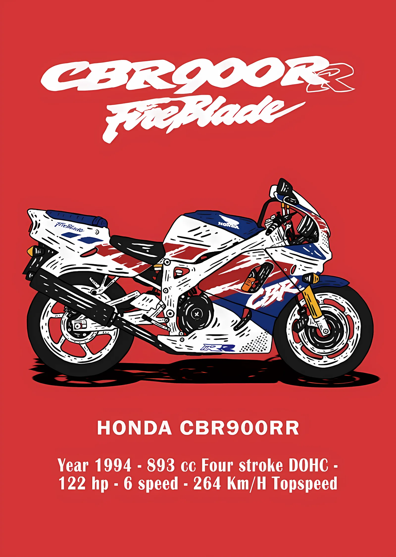 Honda CBR900RR Fireblade metal tablo