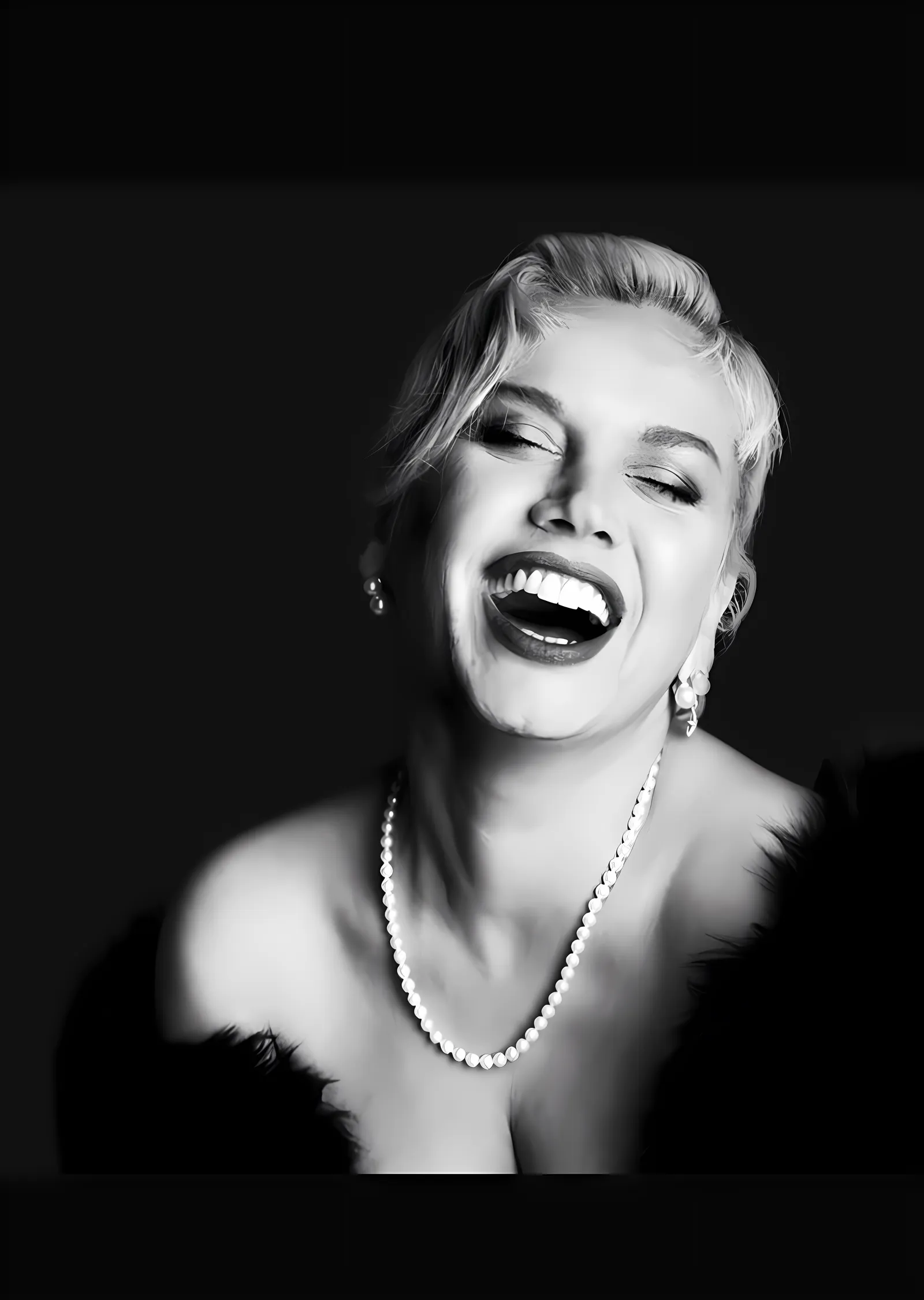 Marilyn Monroe: Siyah Beyaz Gülüş metal tablo