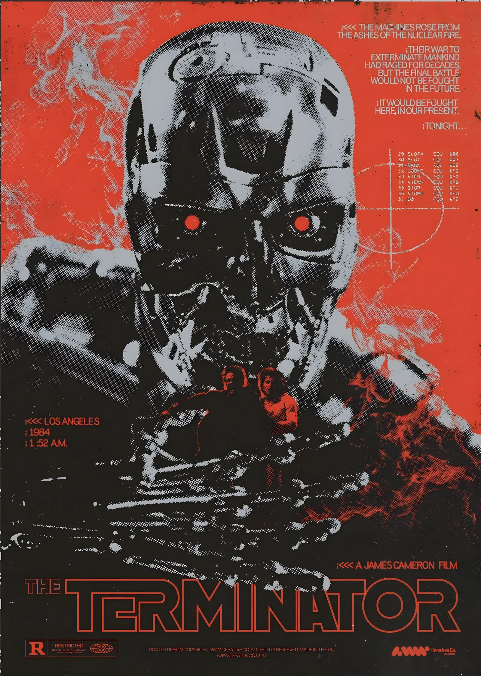 The Terminator: Kırmızı Zemin Endoiskelet metal tablo