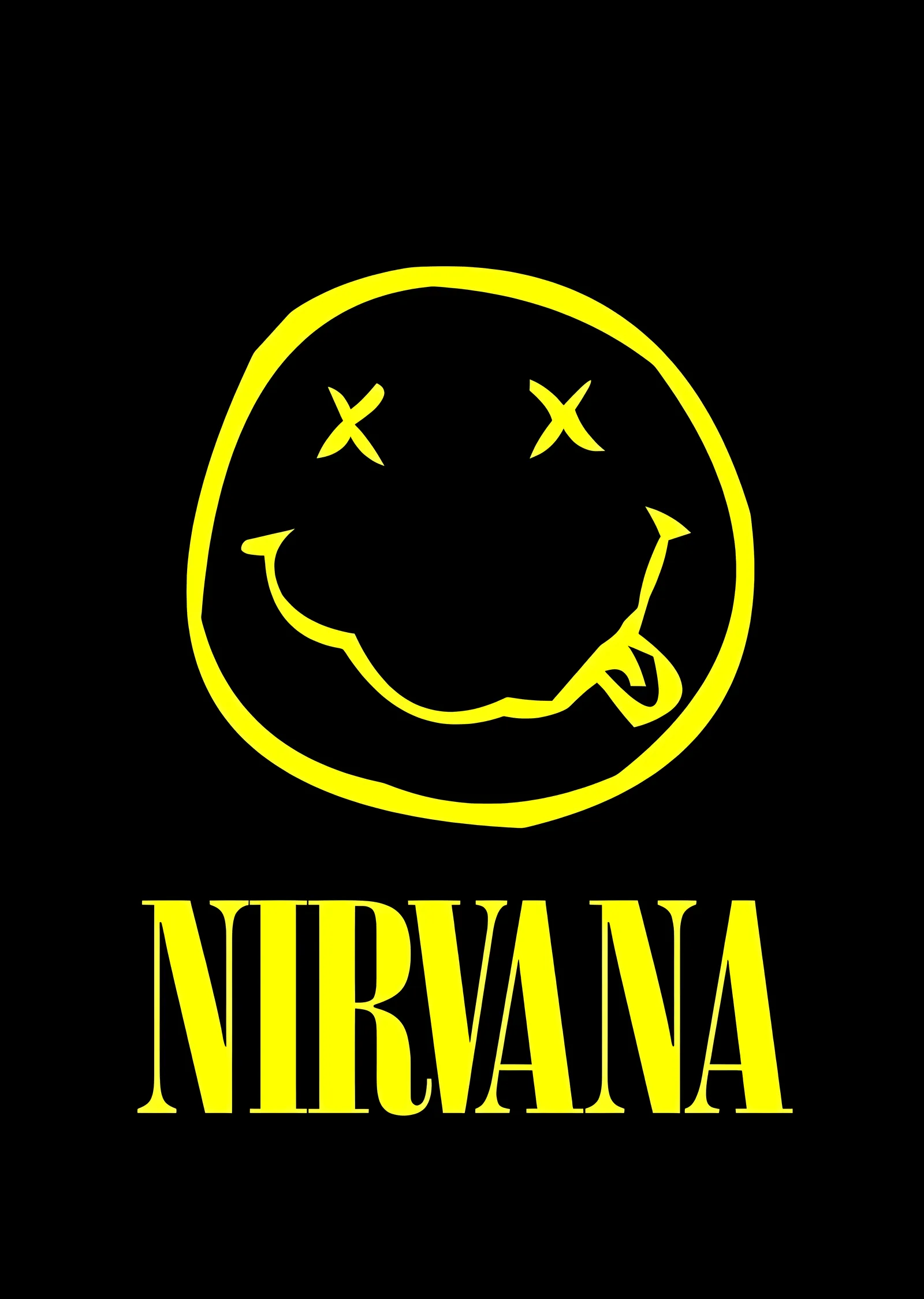 Nirvana: Smiley Face Logo - Siyah Fondaki Sarı Çizim metal tablo