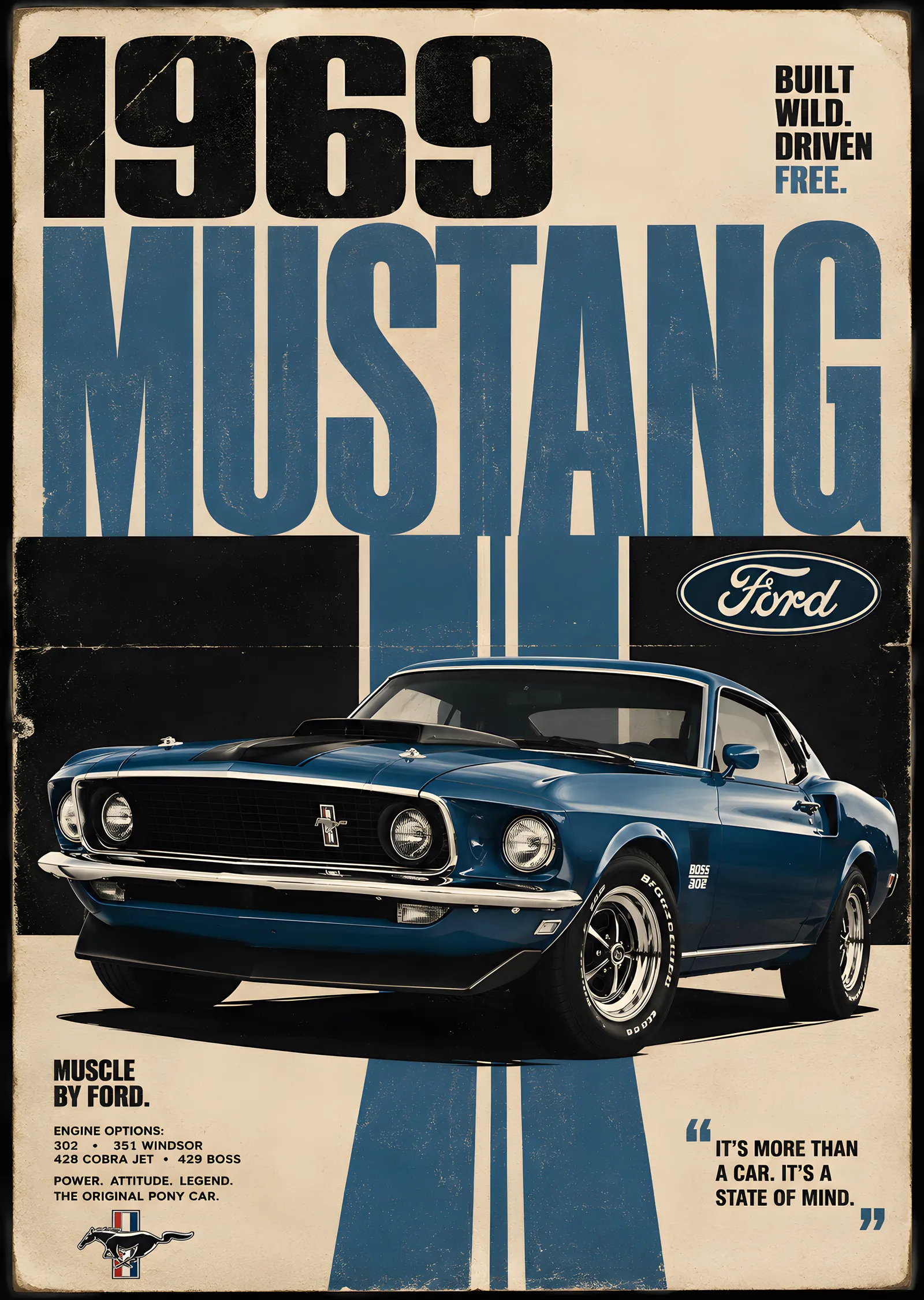 1969 Mustang: Amerikan Kas Arabası metal tablo