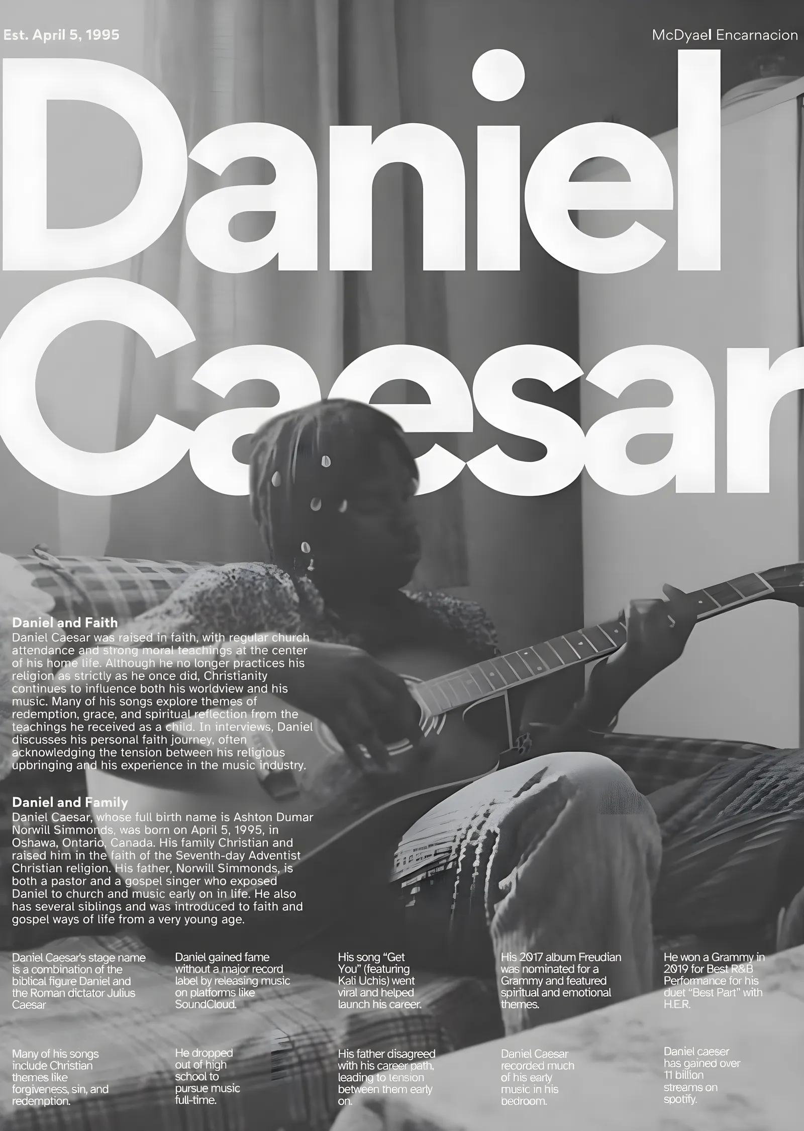 Daniel Caesar: Gitar Sahnesi metal tablo